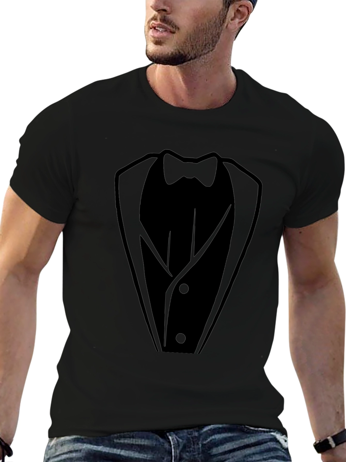 Tuxedo Print Black T-Shirt - Formal Fun!