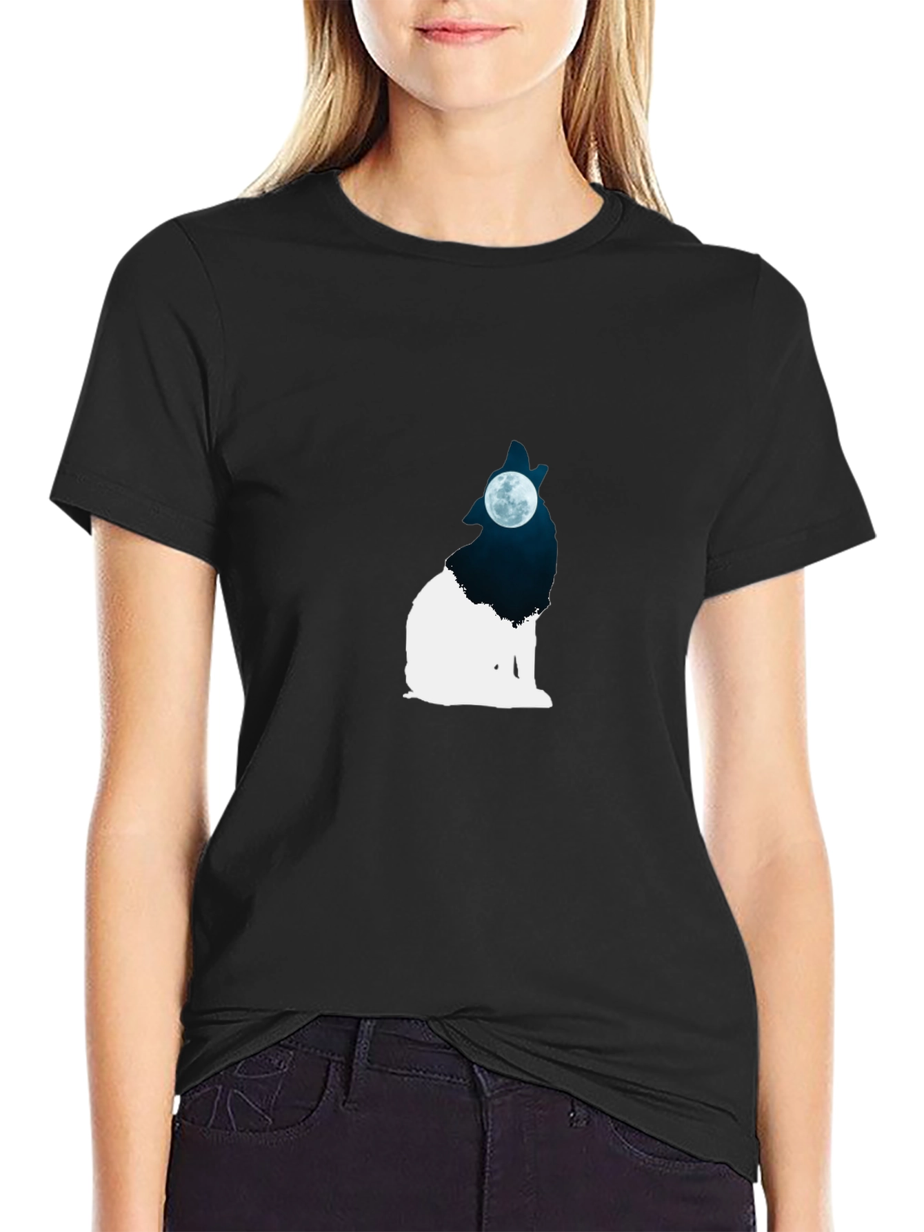 Wolf Moon Graphic Black T-Shirt