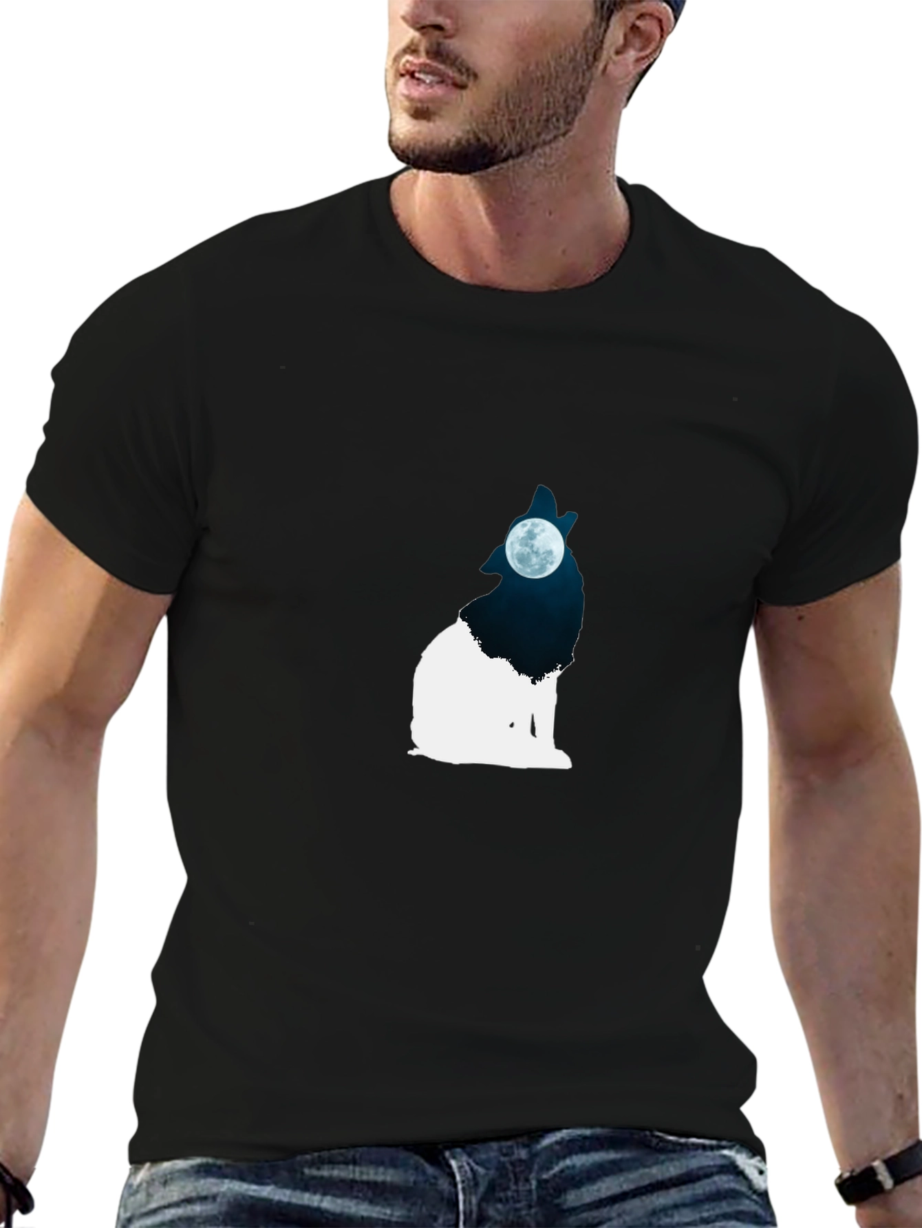 Wolf Moon Graphic Black T-Shirt