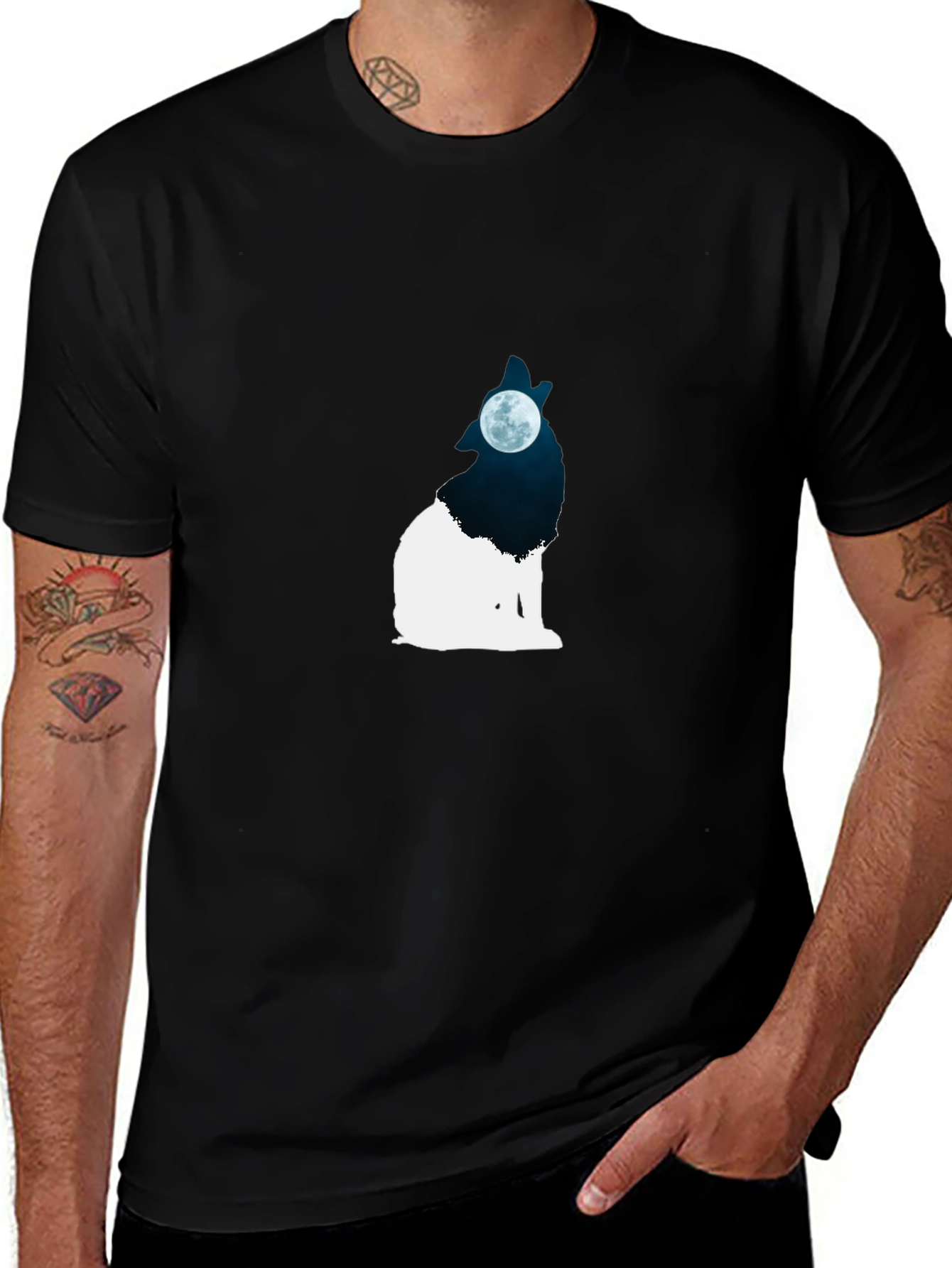 Wolf Moon Graphic Black T-Shirt