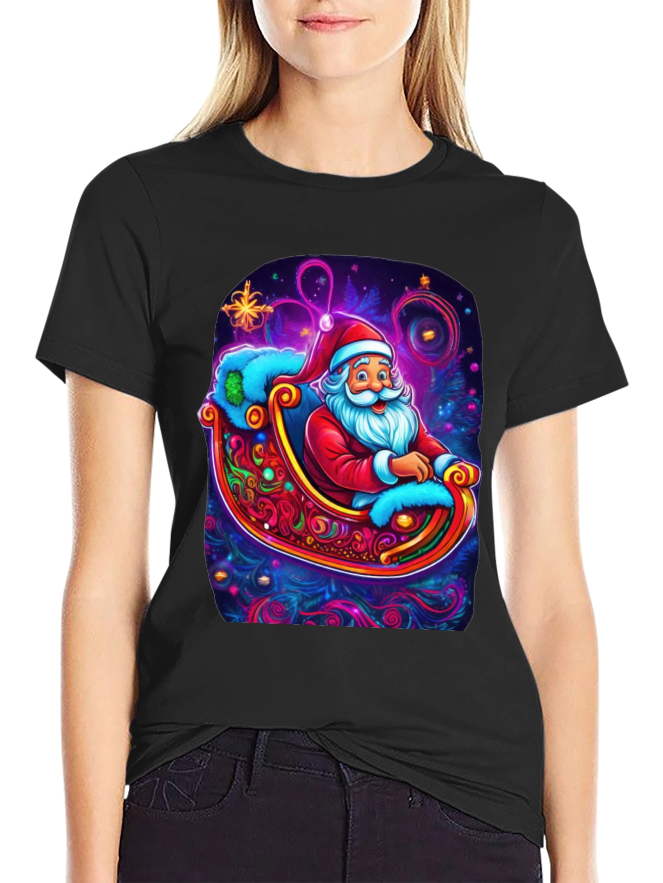 Santa Sleigh Graphic Tee - Holiday Cheer
