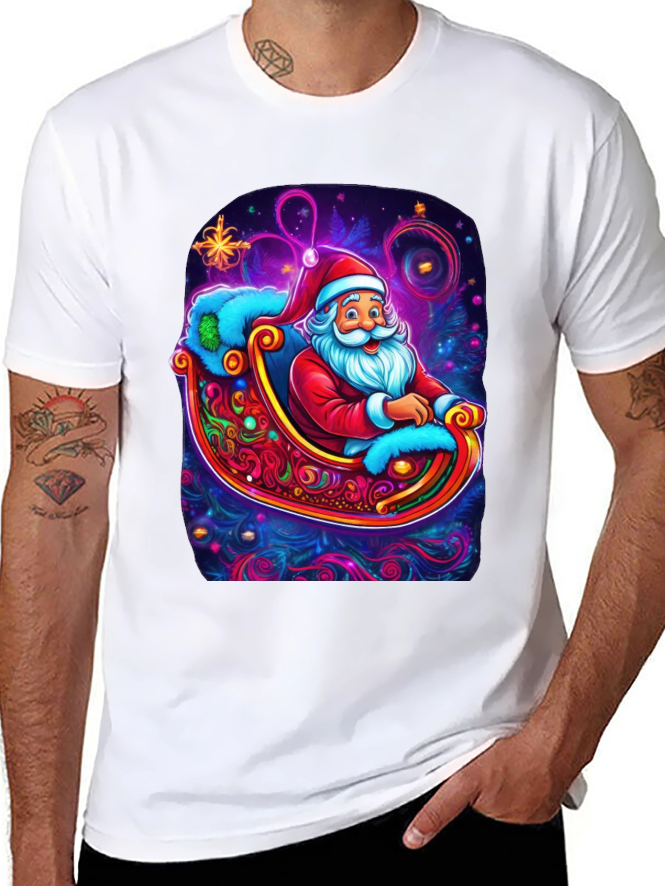 Santa Sleigh Graphic Tee - Holiday Cheer