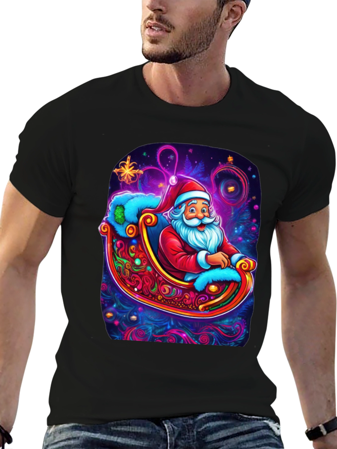 Santa Sleigh Graphic Tee - Holiday Cheer