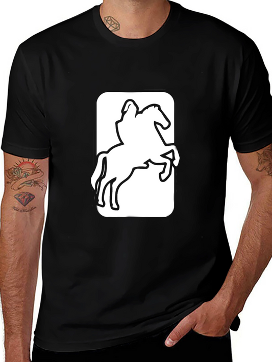 Equestrian Rider Graphic Tee - Black Cotton T-Shirt