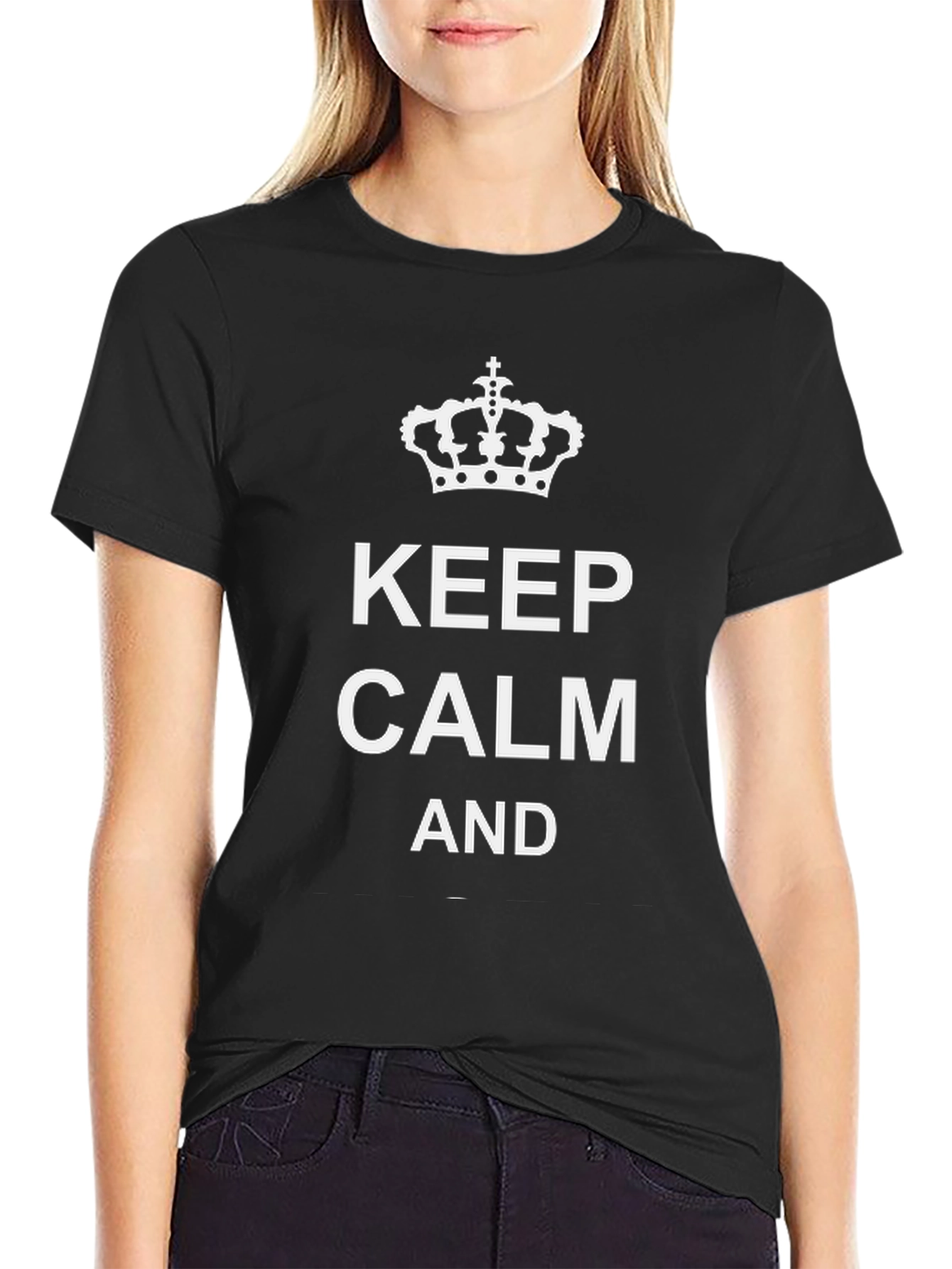 Keep Calm Graphic Tee - Black Cotton T-Shirt