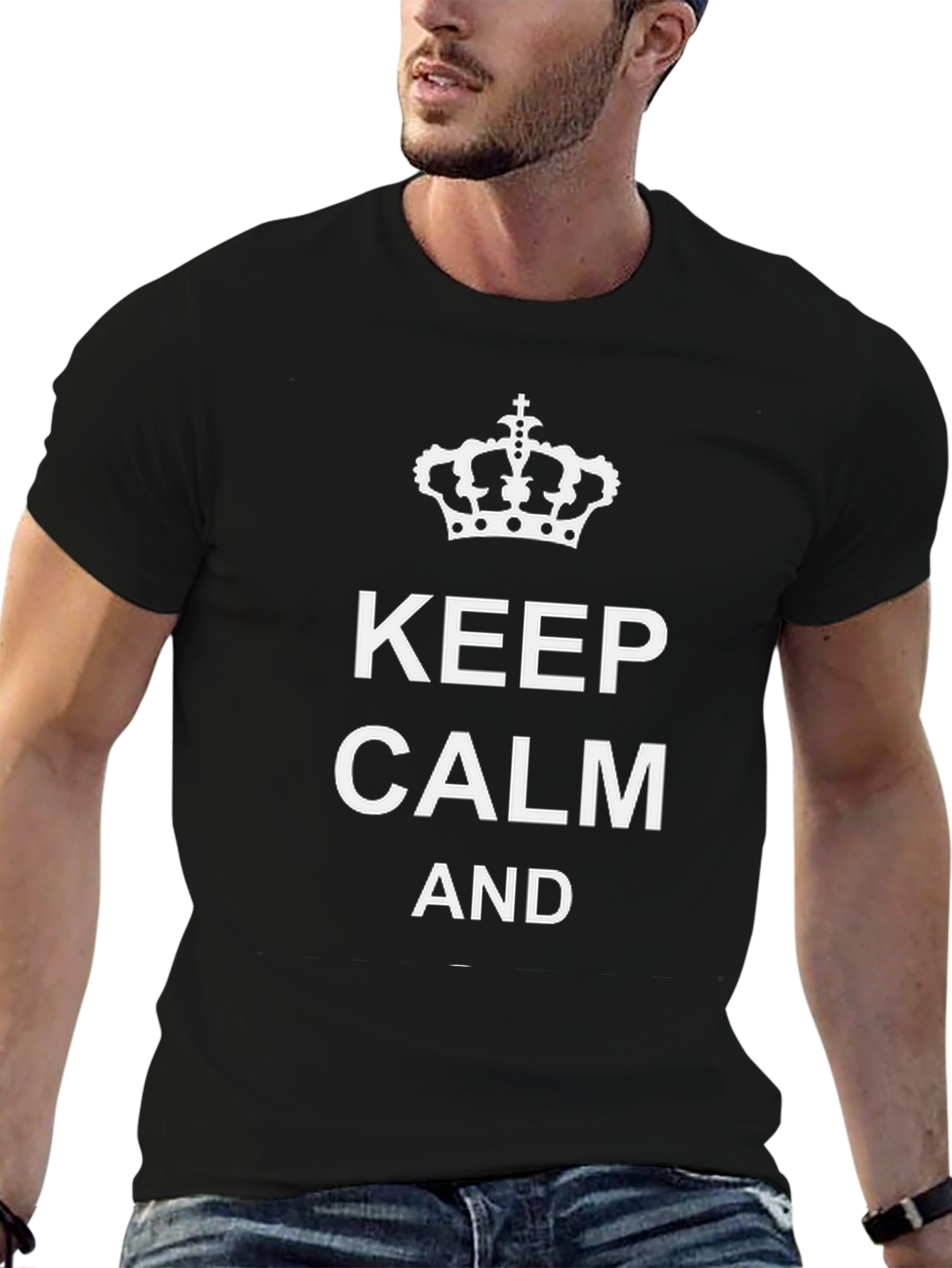Keep Calm Graphic Tee - Black Cotton T-Shirt