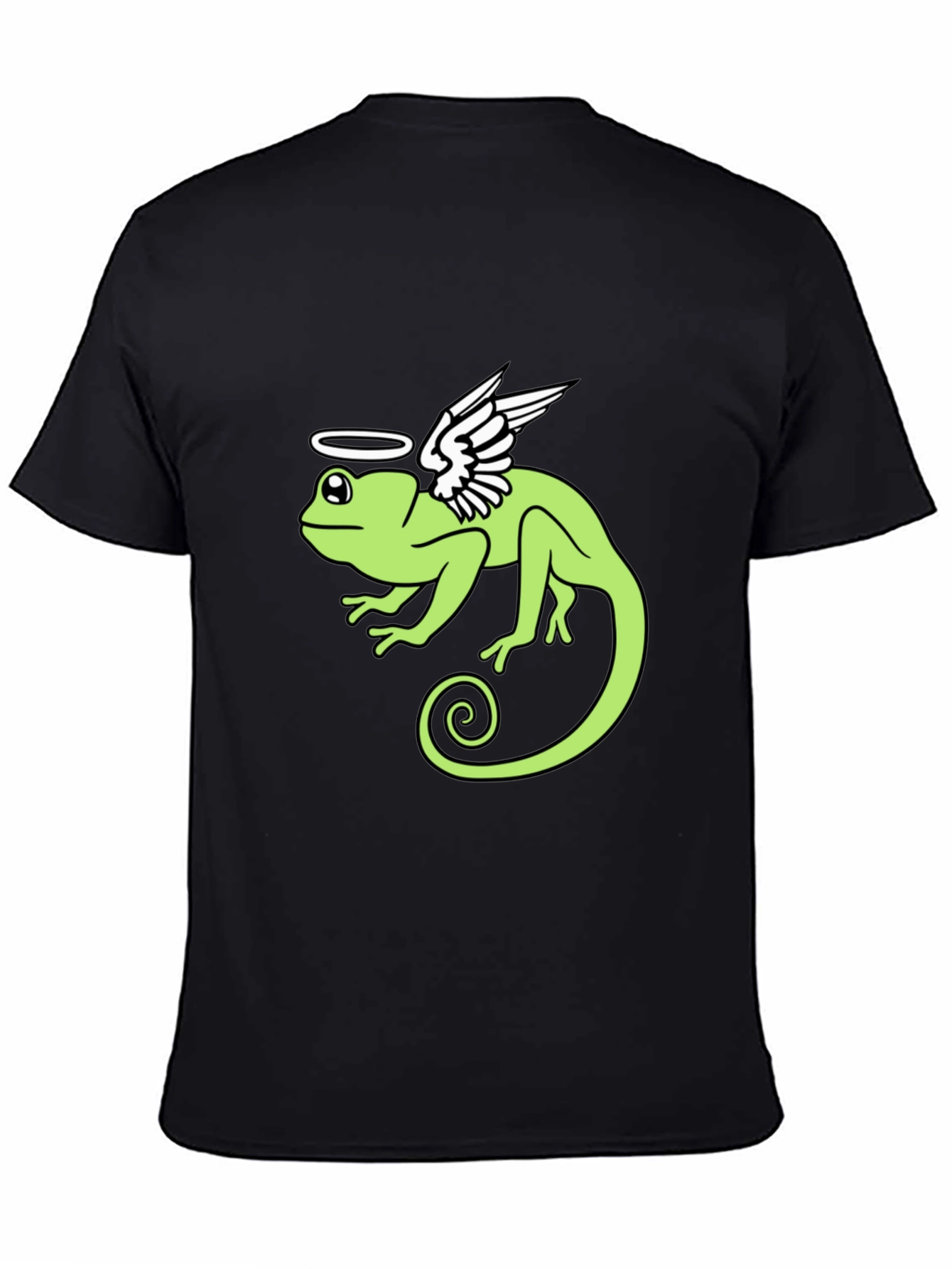 Angel Chameleon Graphic Tee - Black Cotton Shirt