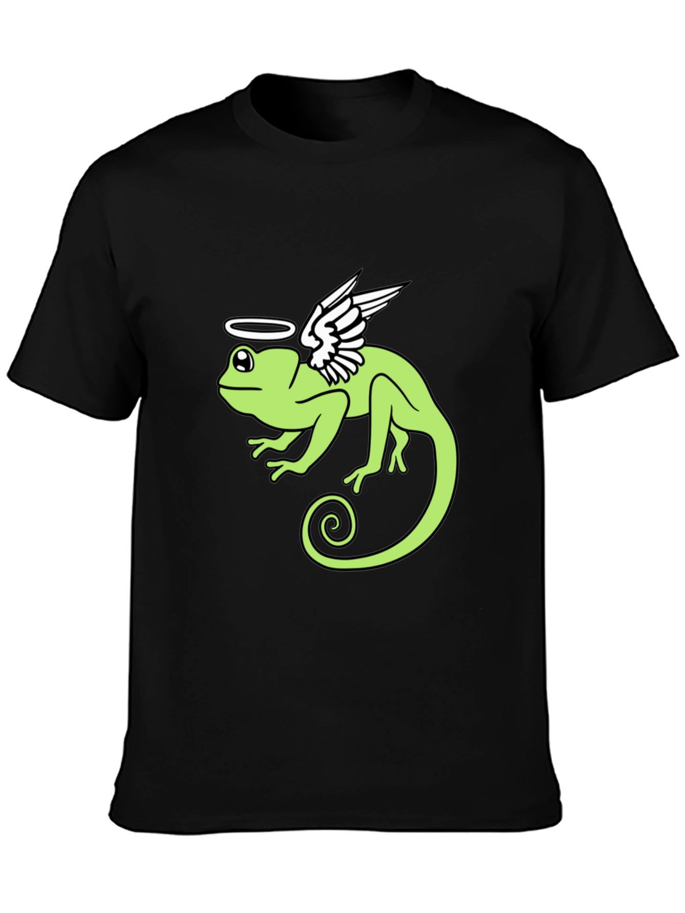 Angel Chameleon Graphic Tee - Black Cotton Shirt
