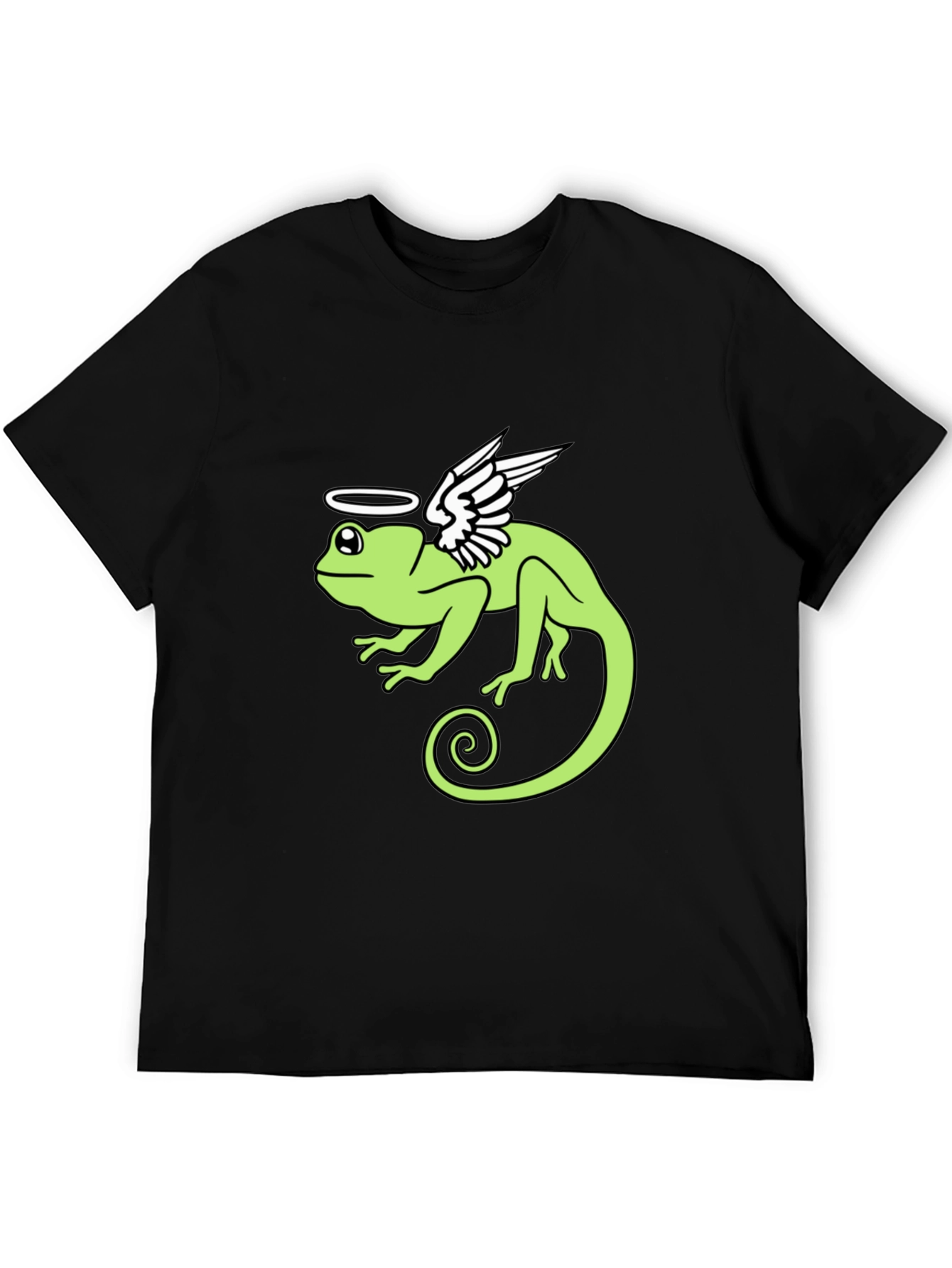 Angel Chameleon Graphic Tee - Black Cotton Shirt