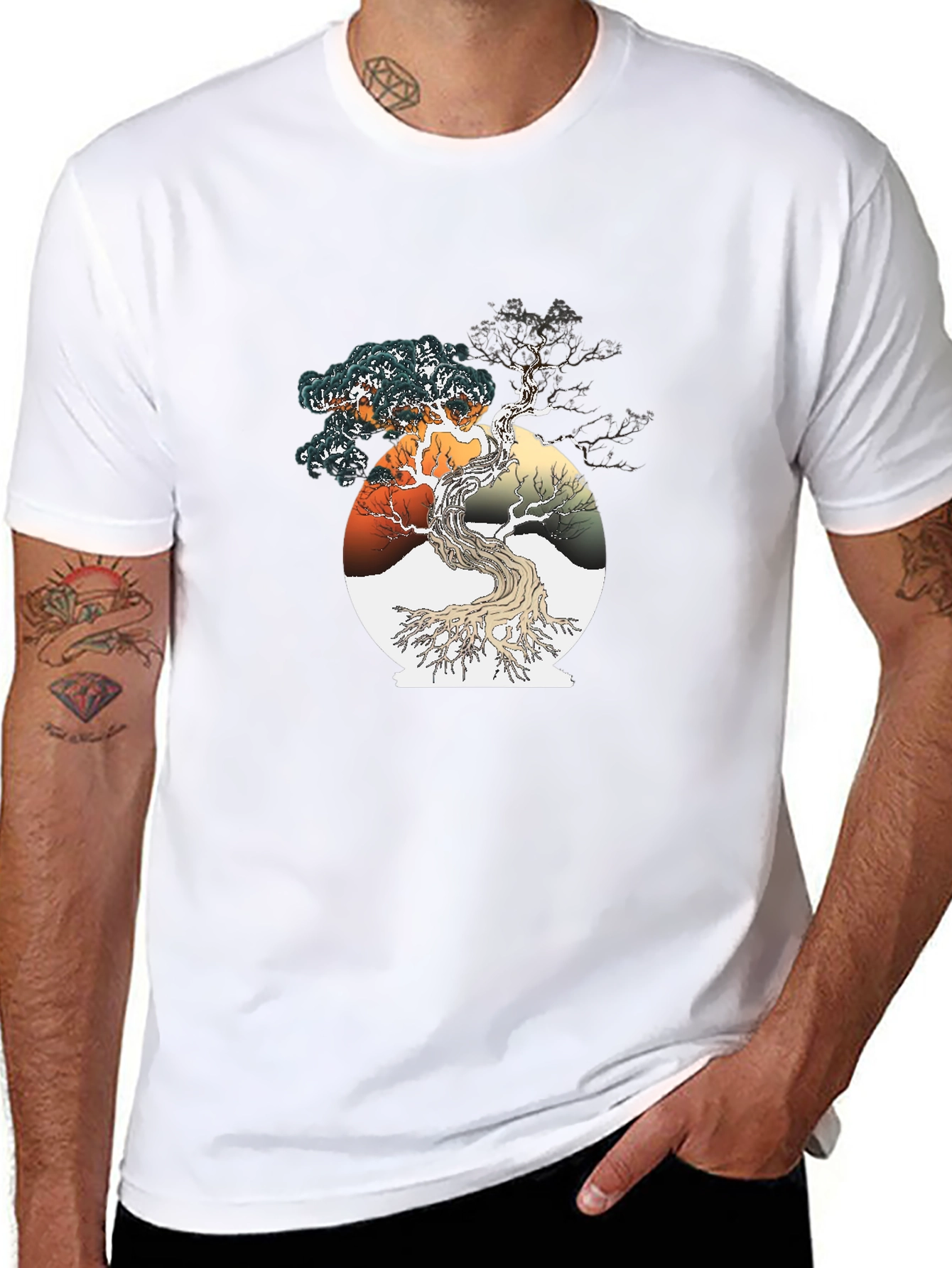 Bonsai Tree Graphic Tee - Artistic Black T-Shirt