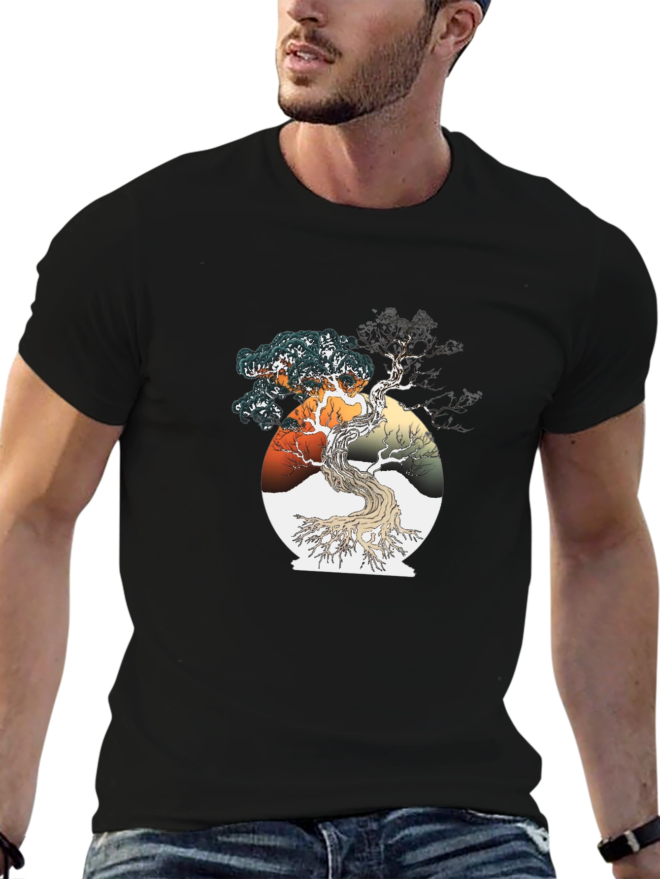 Bonsai Tree Graphic Tee - Artistic Black T-Shirt