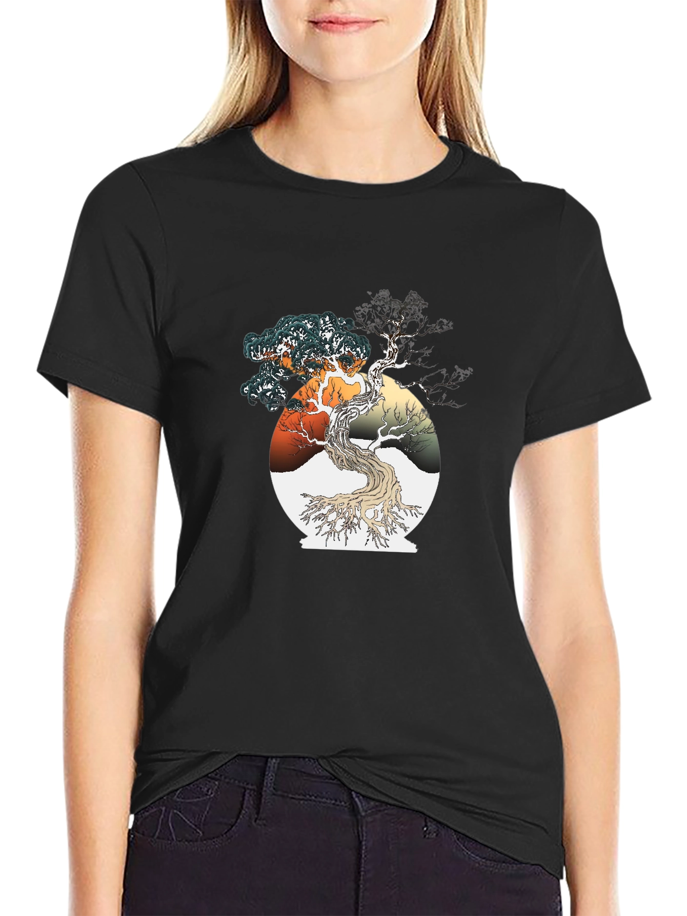 Bonsai Tree Graphic Tee - Artistic Black T-Shirt
