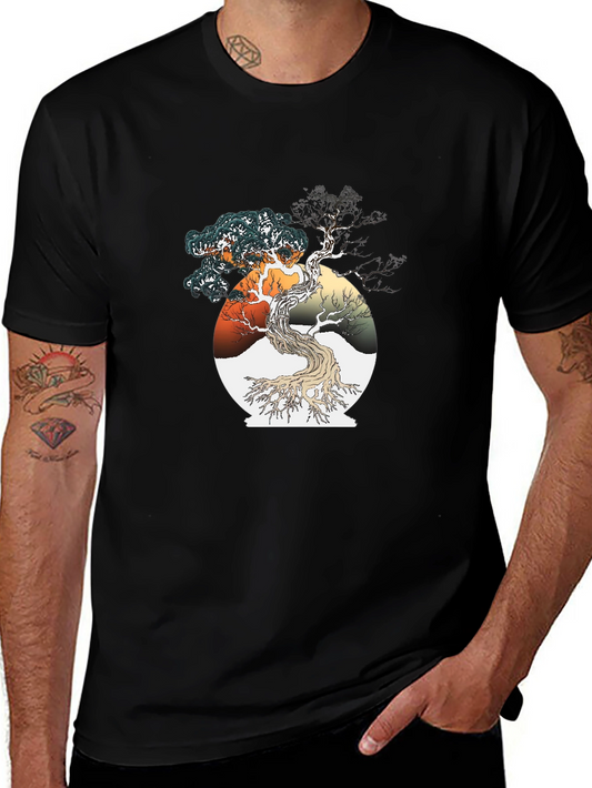 Bonsai Tree Graphic Tee - Artistic Black T-Shirt