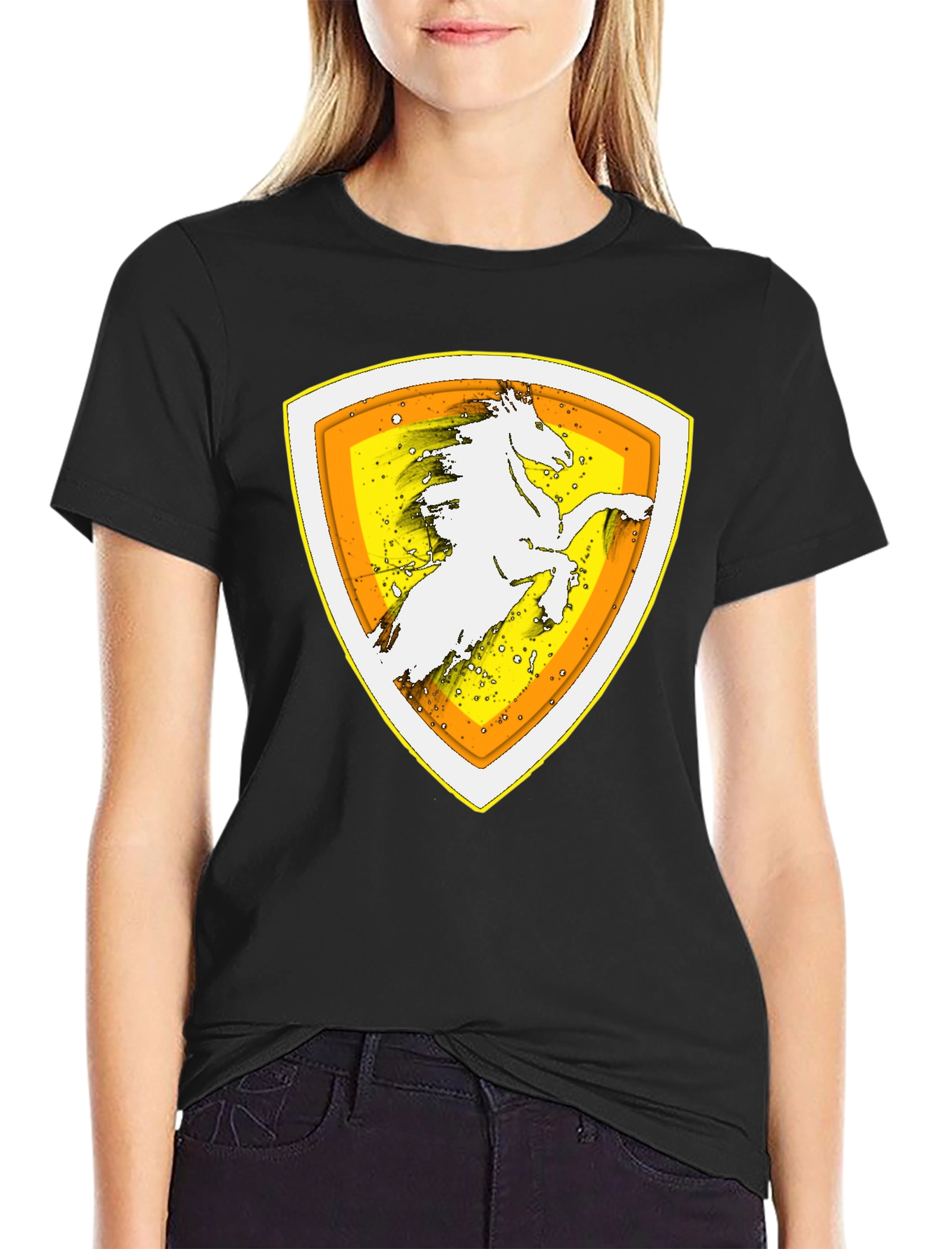 Horse Crest Graphic Black T-Shirt