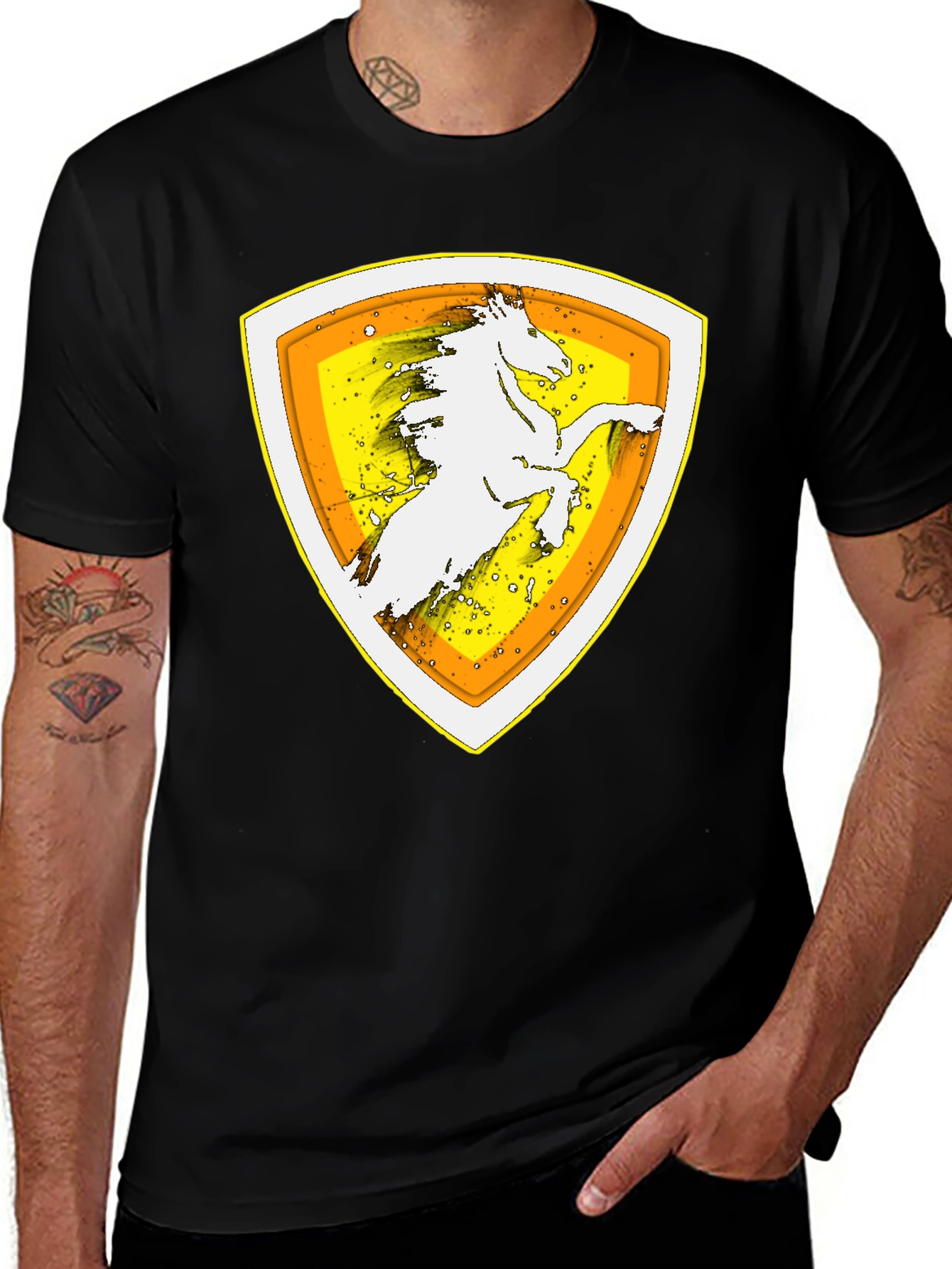 Horse Crest Graphic Black T-Shirt