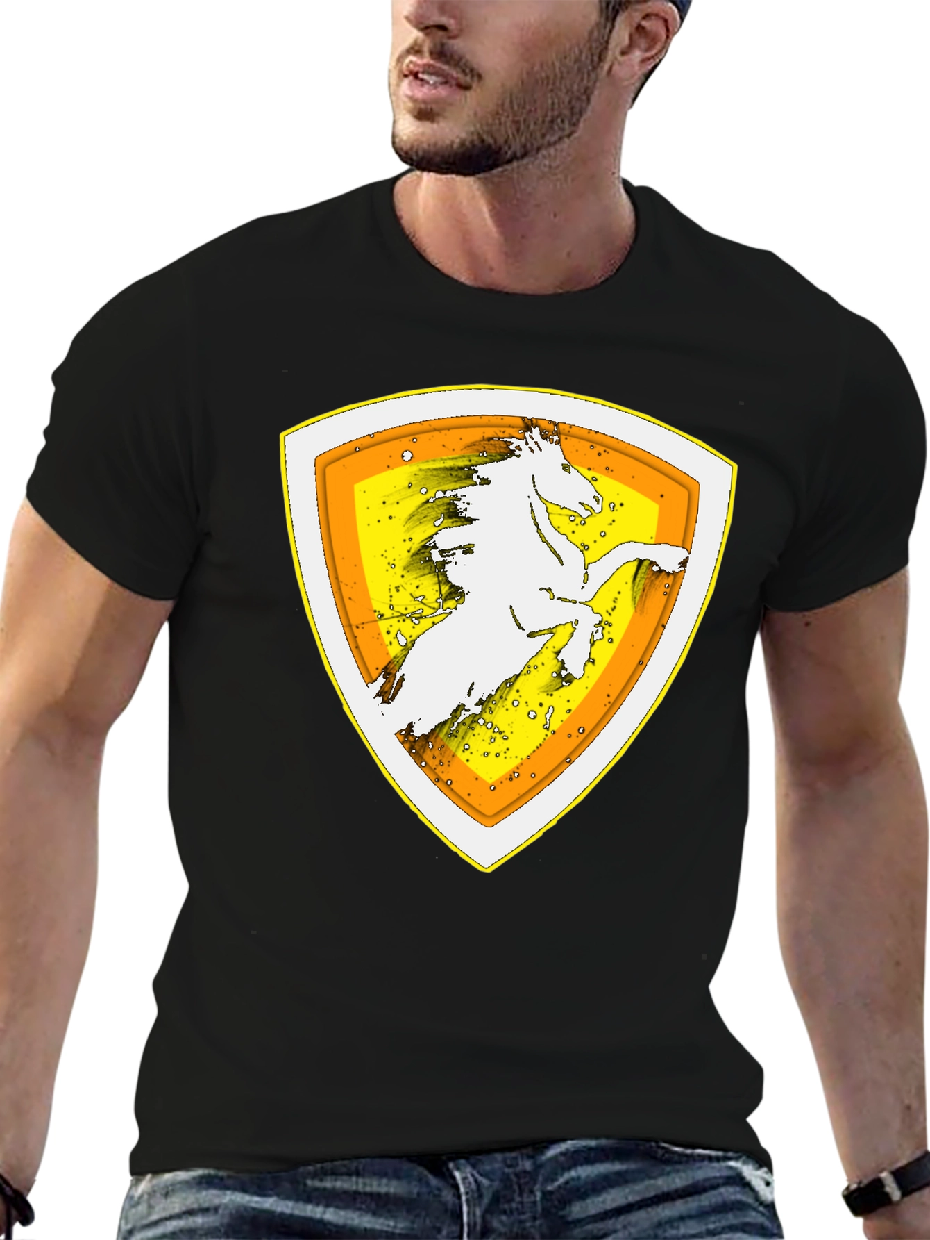 Horse Crest Graphic Black T-Shirt