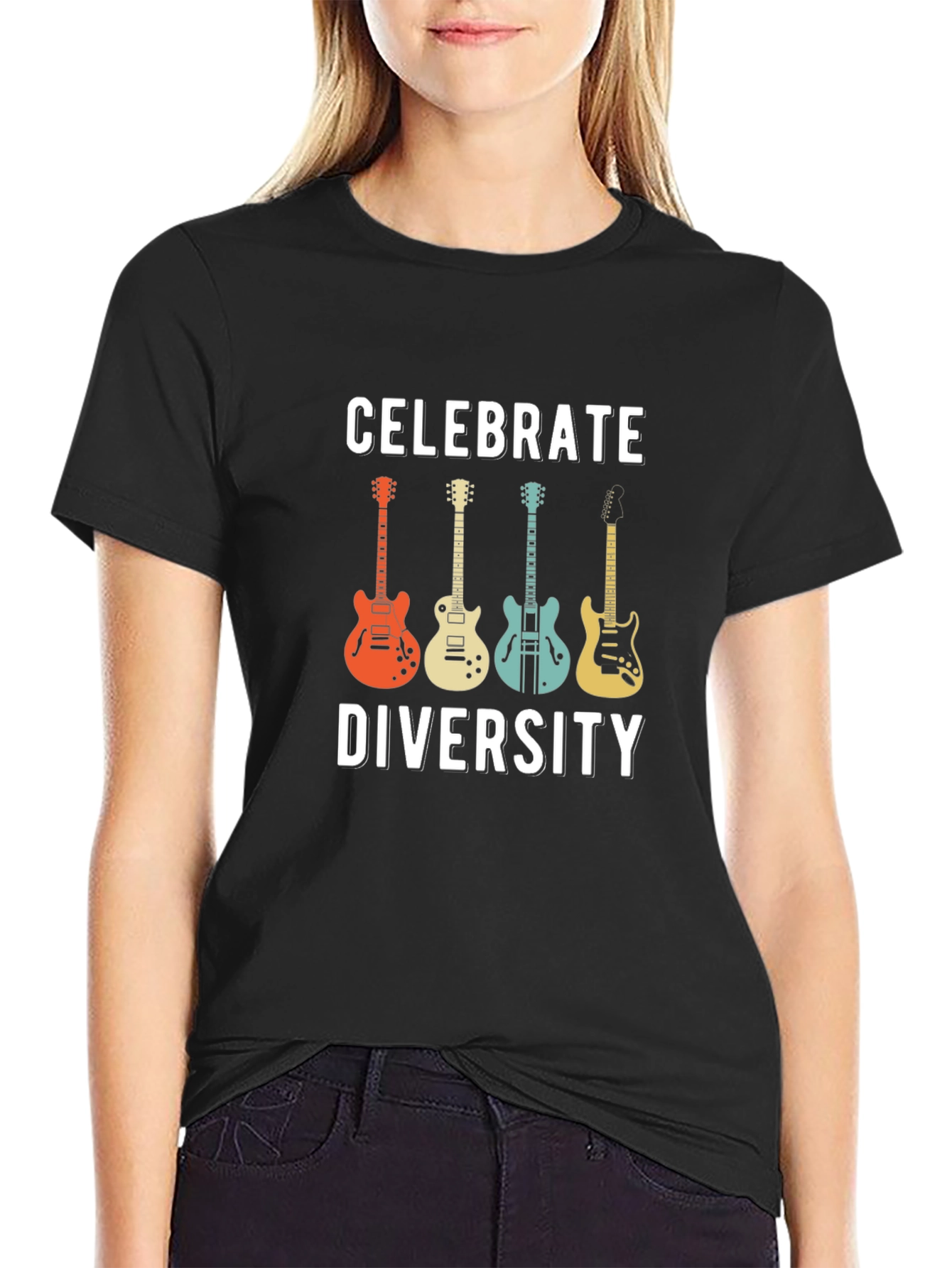 Celebrate Diversity Guitar Graphic T-Shirt