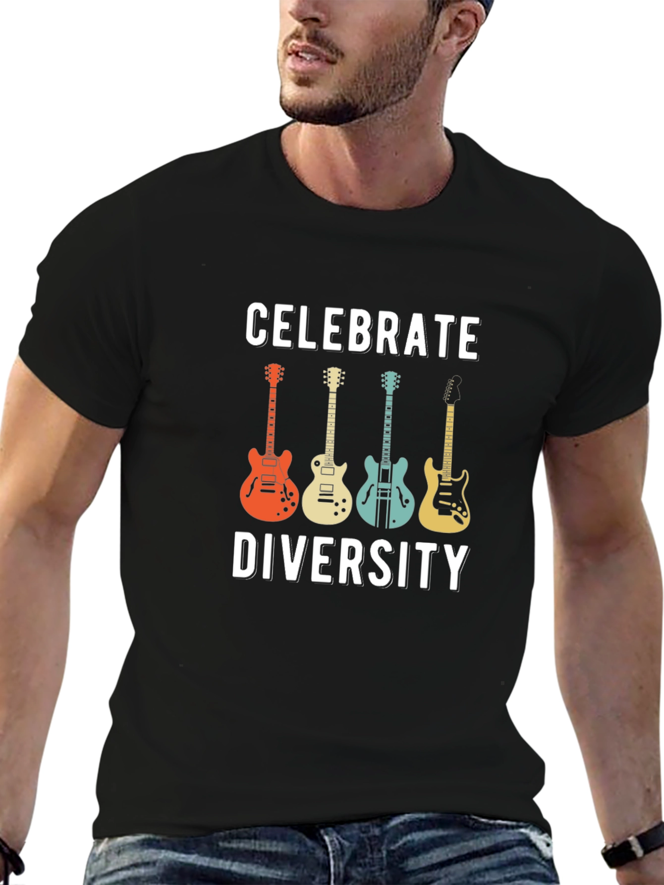 Celebrate Diversity Guitar Graphic T-Shirt