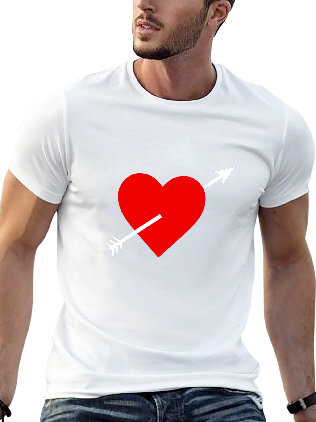 Heart Arrow T-Shirt - Black Cotton Blend Graphic Tee