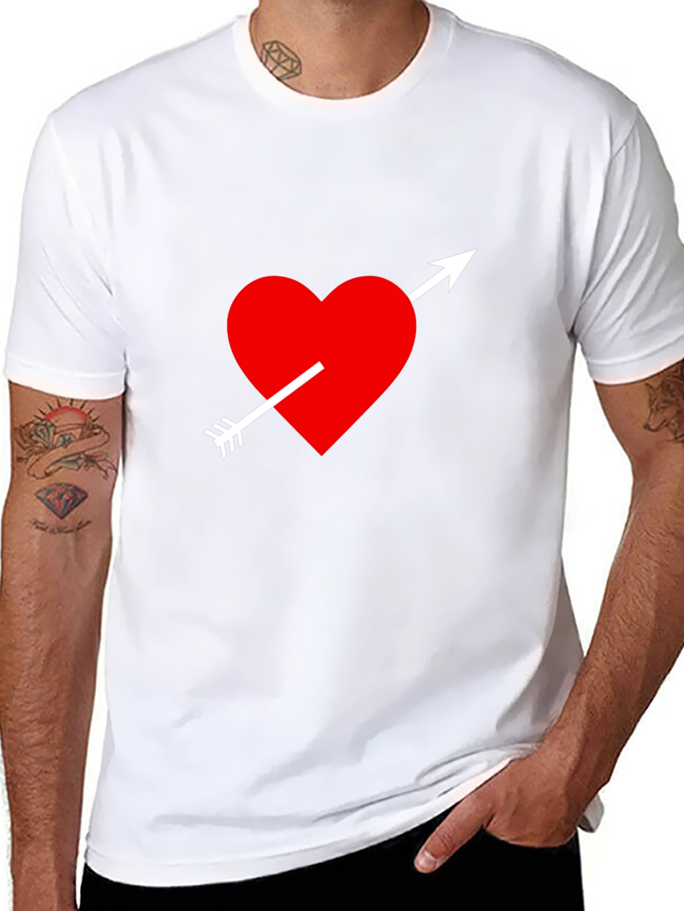 Heart Arrow T-Shirt - Black Cotton Blend Graphic Tee