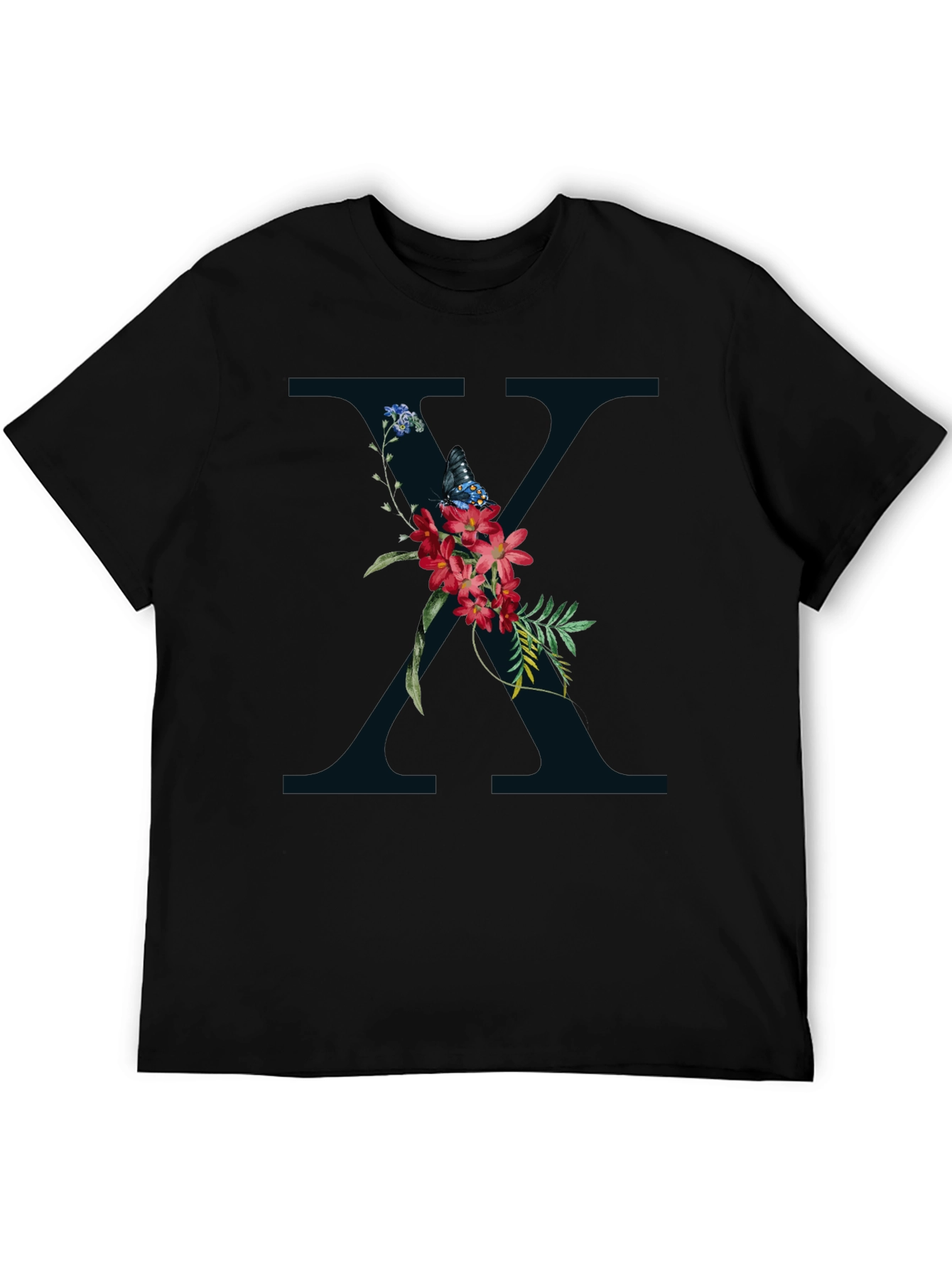 Floral X Graphic Tee - Stylish Initial T-Shirt