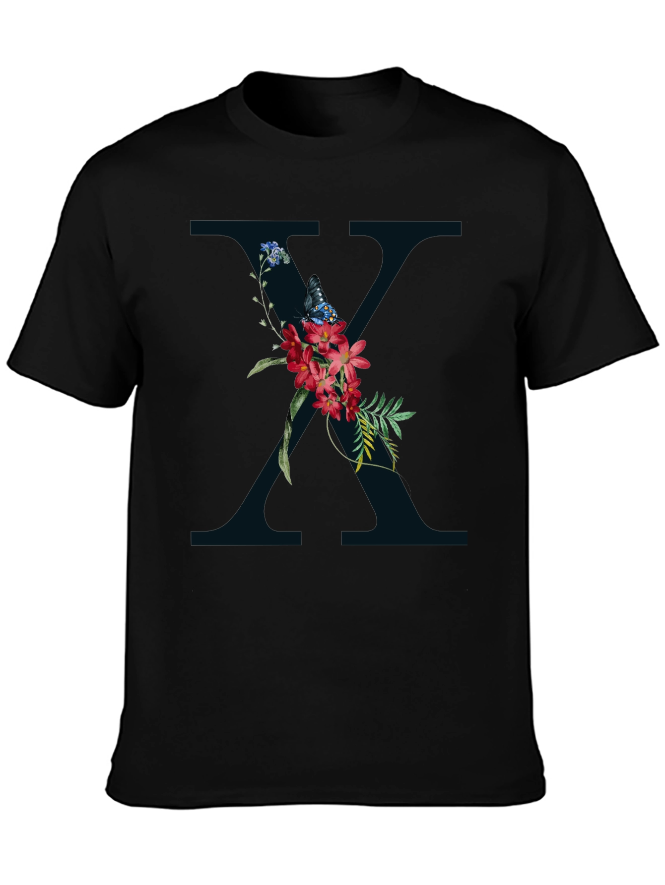 Floral X Graphic Tee - Stylish Initial T-Shirt