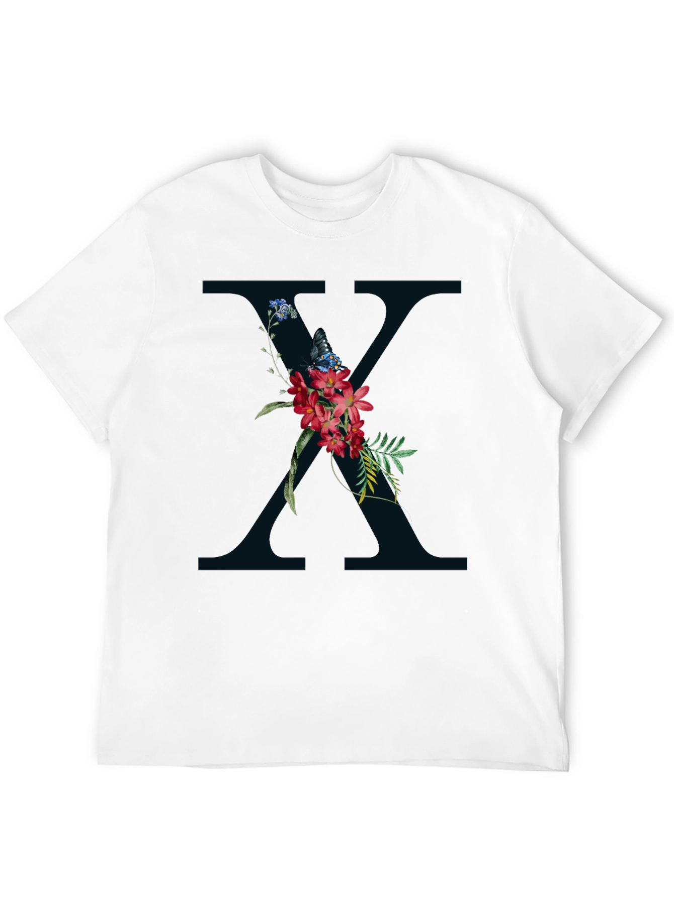 Floral X Graphic Tee - Stylish Initial T-Shirt