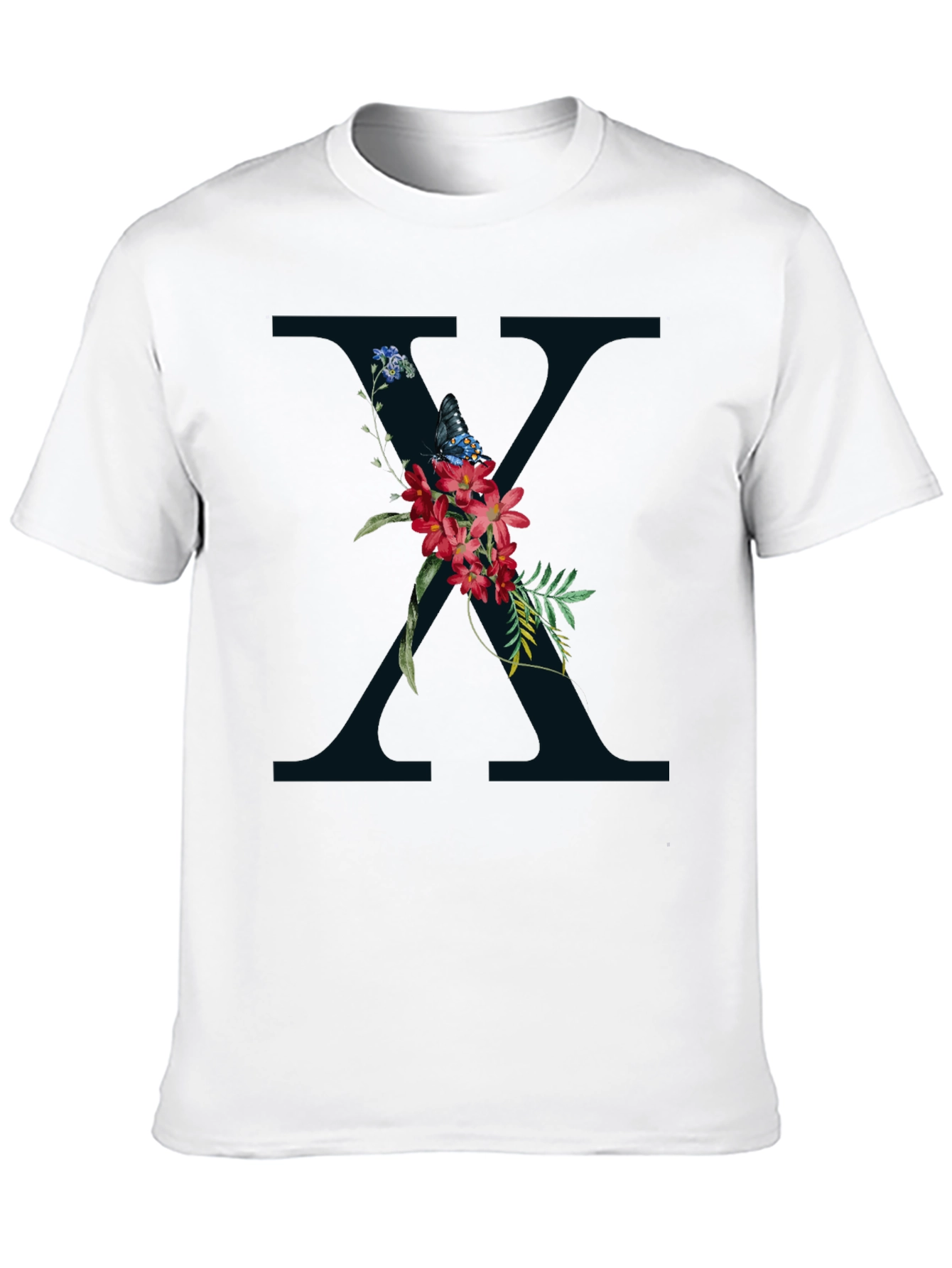 Floral X Graphic Tee - Stylish Initial T-Shirt