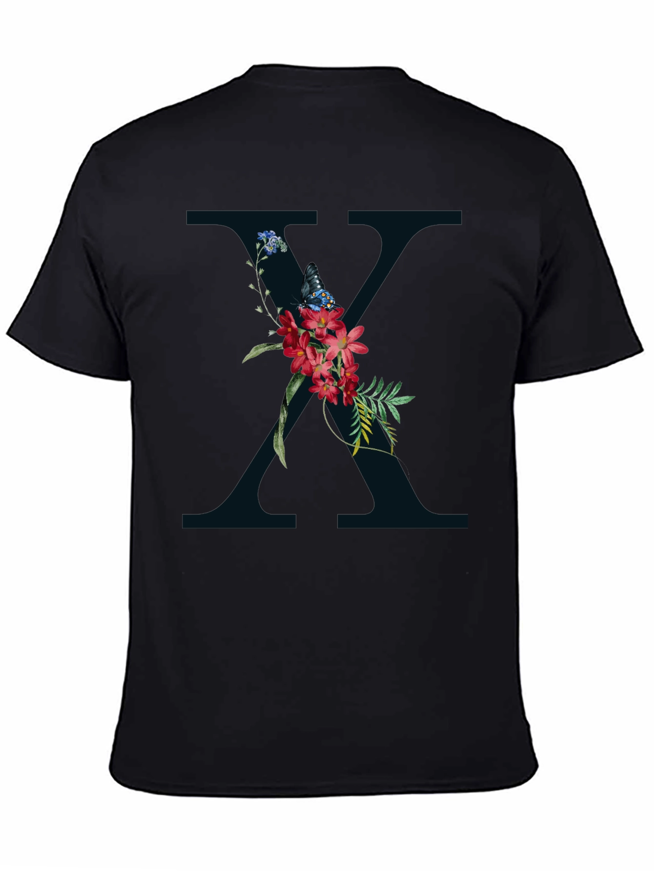 Floral X Graphic Tee - Stylish Initial T-Shirt
