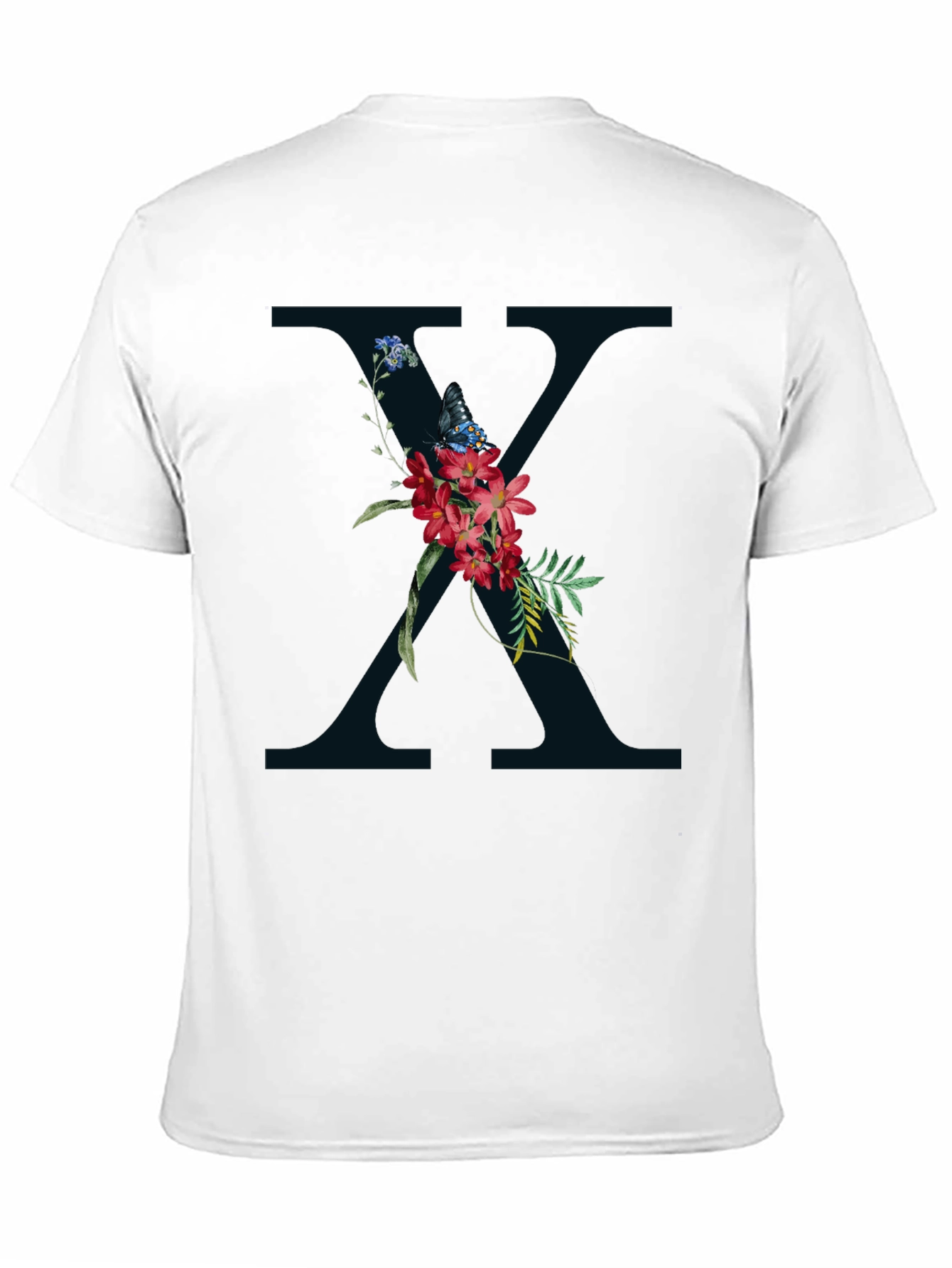 Floral X Graphic Tee - Stylish Initial T-Shirt