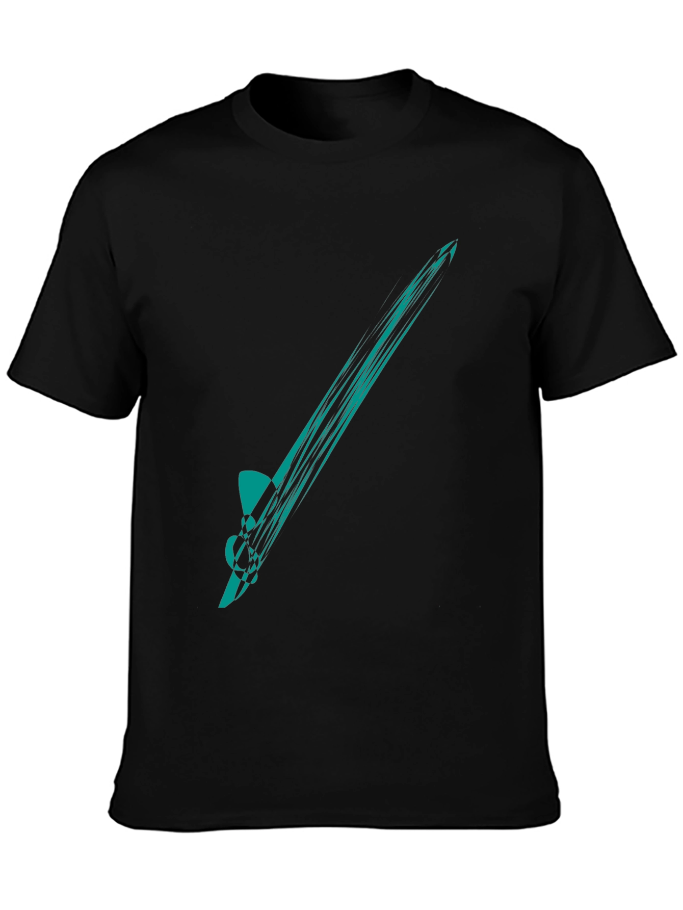 Abstract Teal Graphic Tee - Mens Black T-Shirt