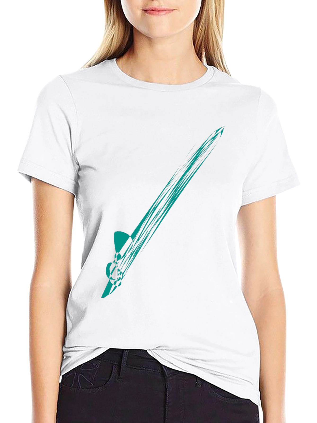 Abstract Teal Graphic Tee - Mens Black T-Shirt