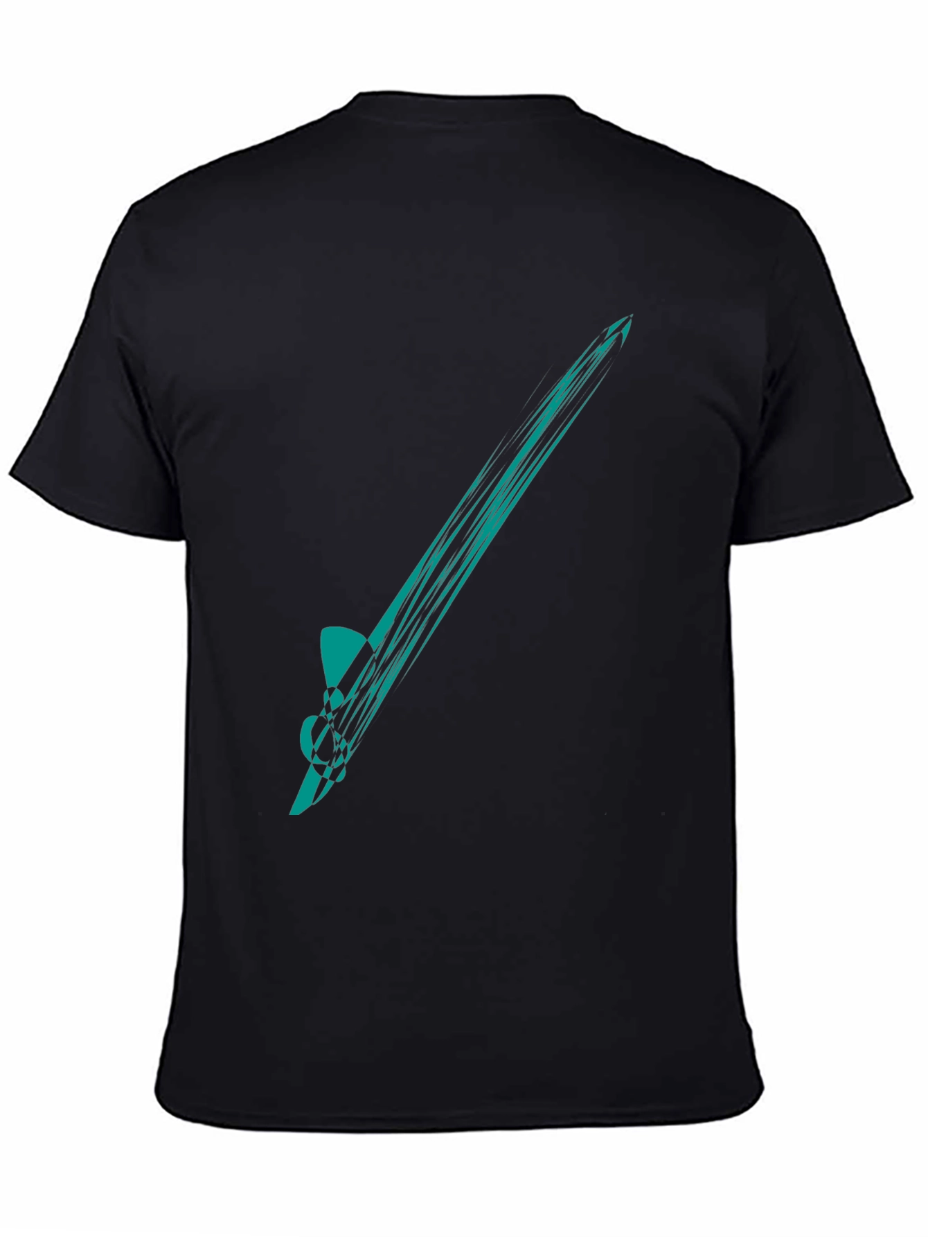 Abstract Teal Graphic Tee - Mens Black T-Shirt