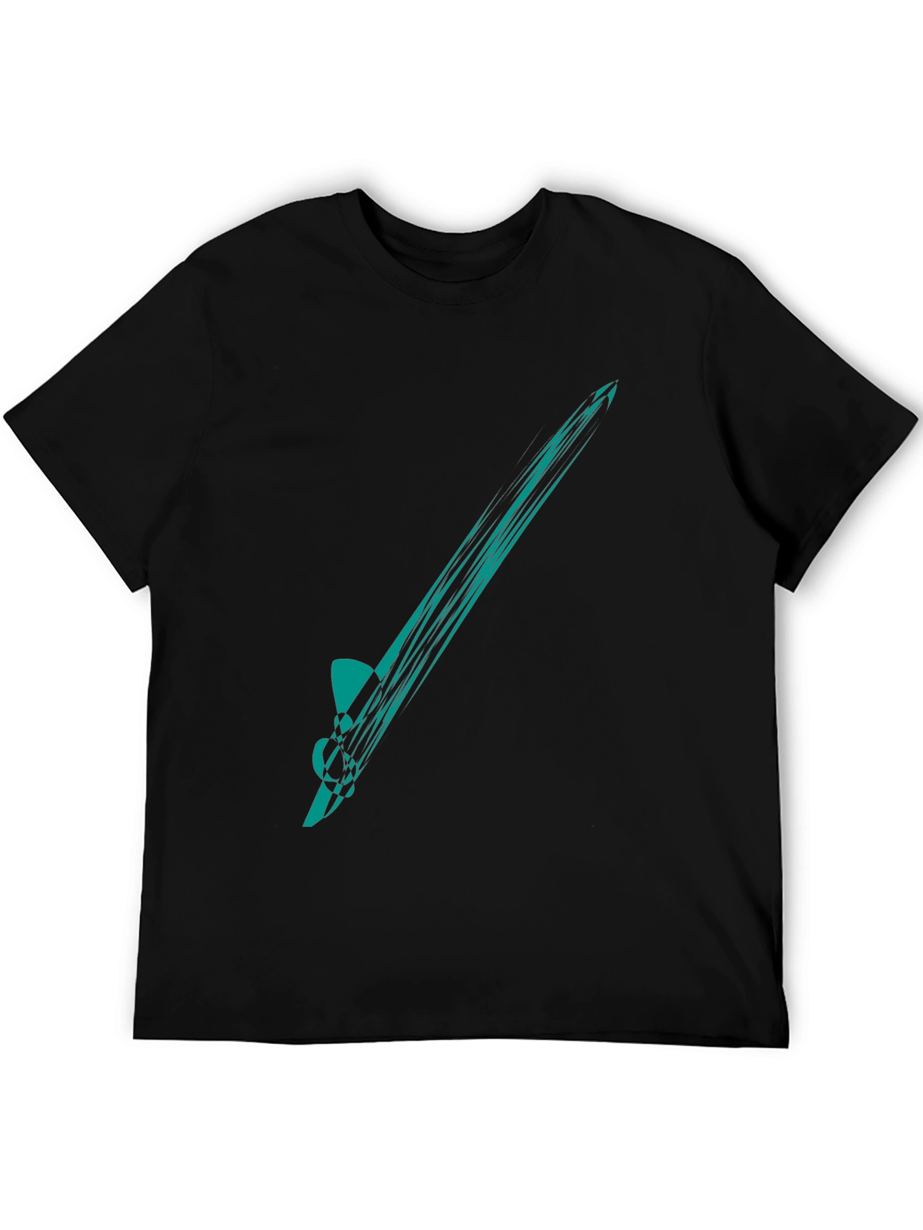 Abstract Teal Graphic Tee - Mens Black T-Shirt