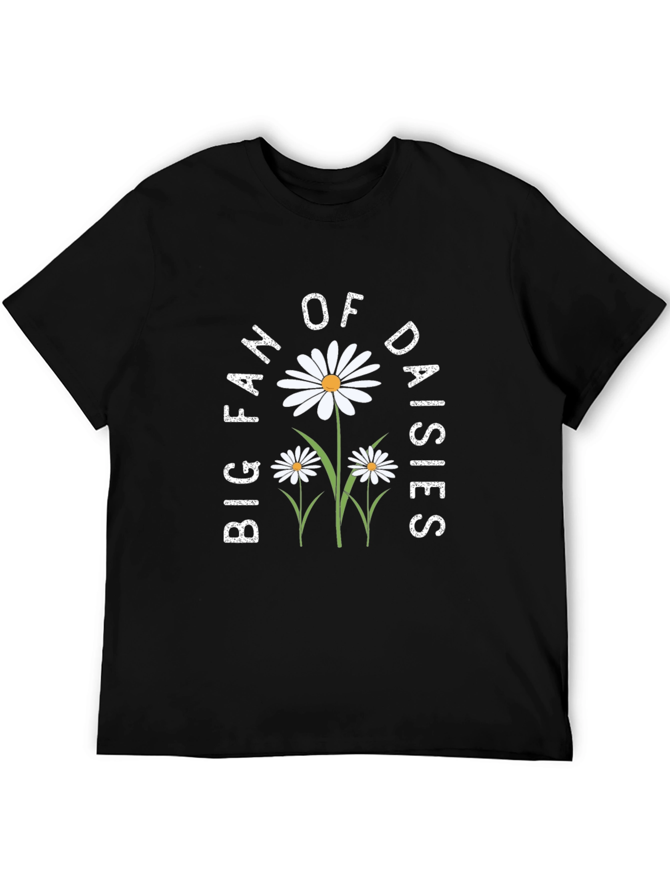 Big Fan of Daisies Black T-Shirt