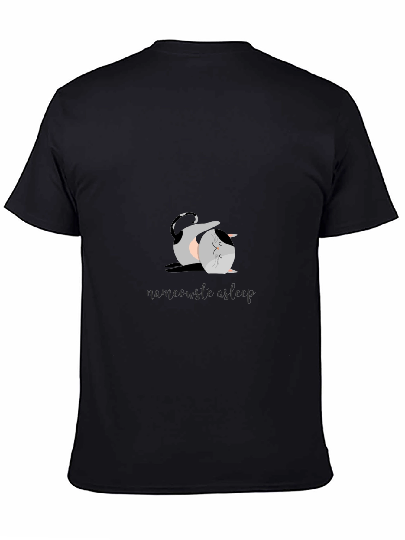 Namaste Asleep Cat Black T-Shirt