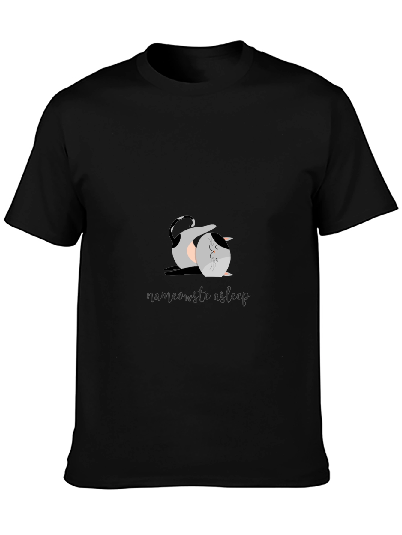 Namaste Asleep Cat Black T-Shirt