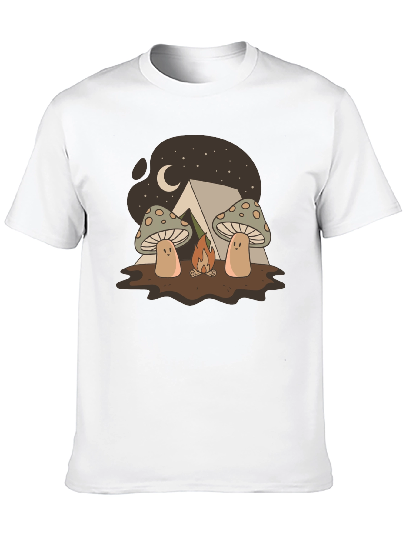 Mushroom Campfire Graphic T-Shirt - Nature Lover Tee