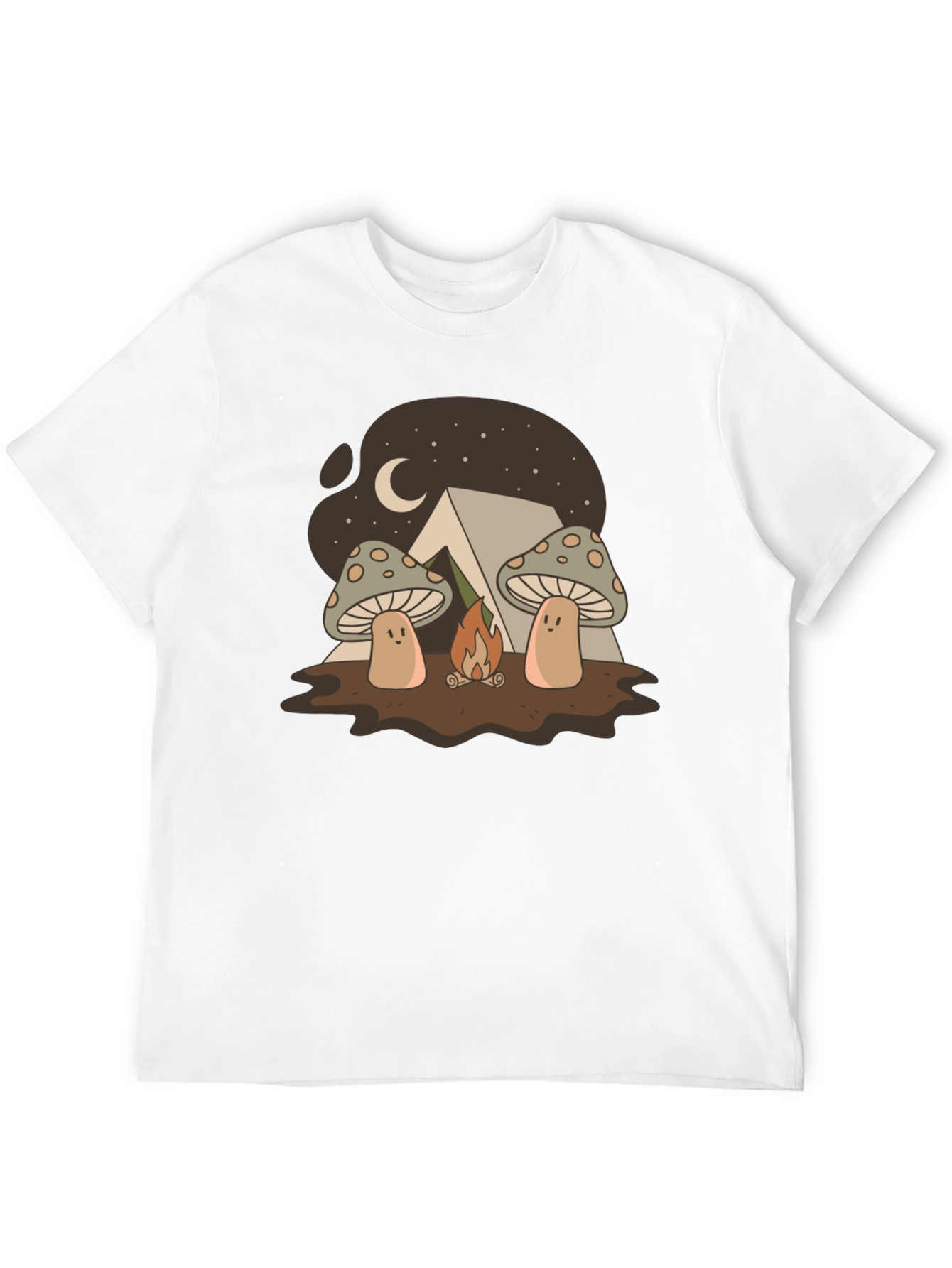 Mushroom Campfire Graphic T-Shirt - Nature Lover Tee