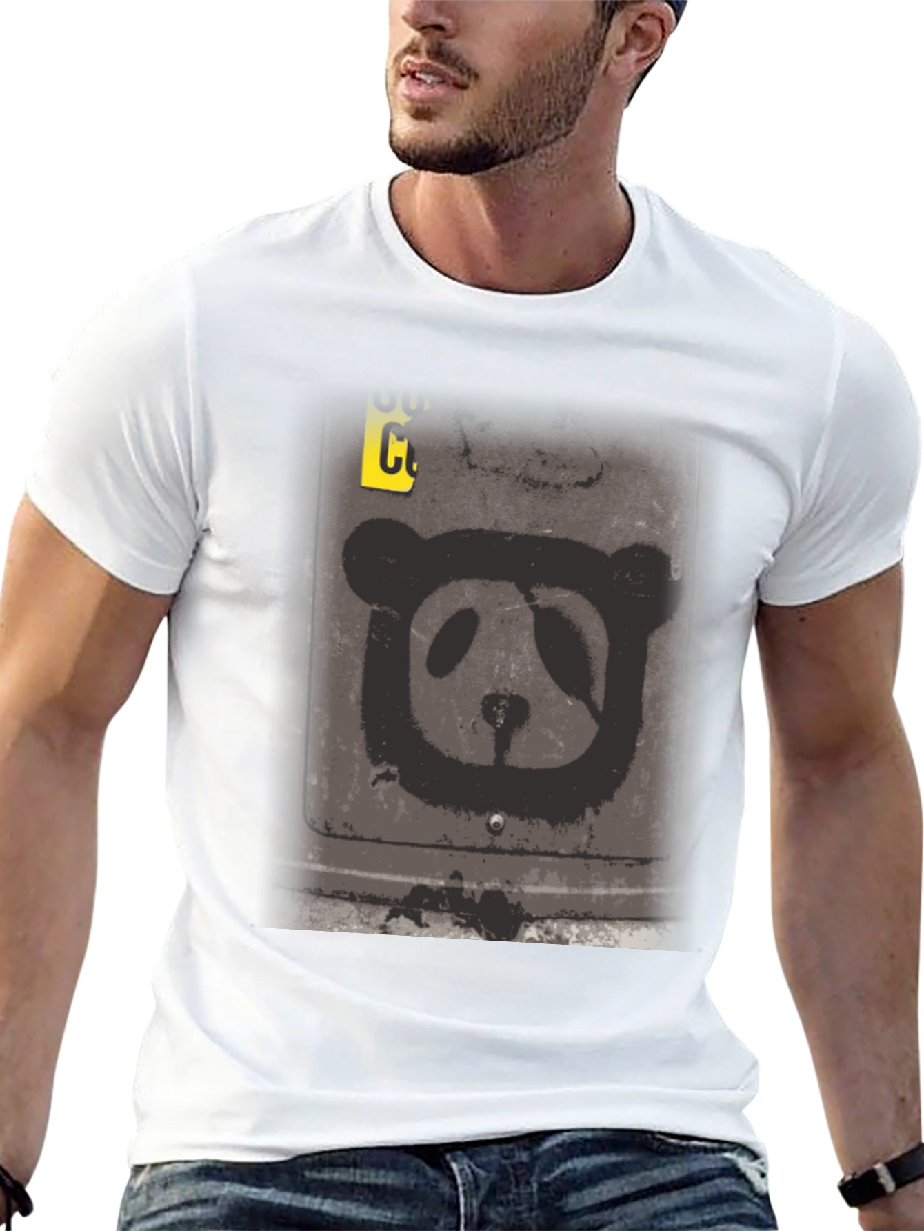 Distressed Panda Graphic Tee - Black