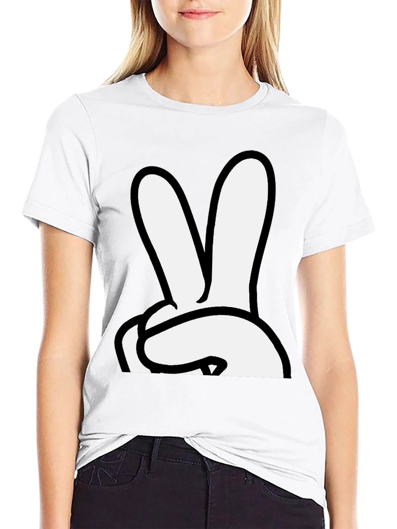 Peace Sign Hand Graphic T-Shirt