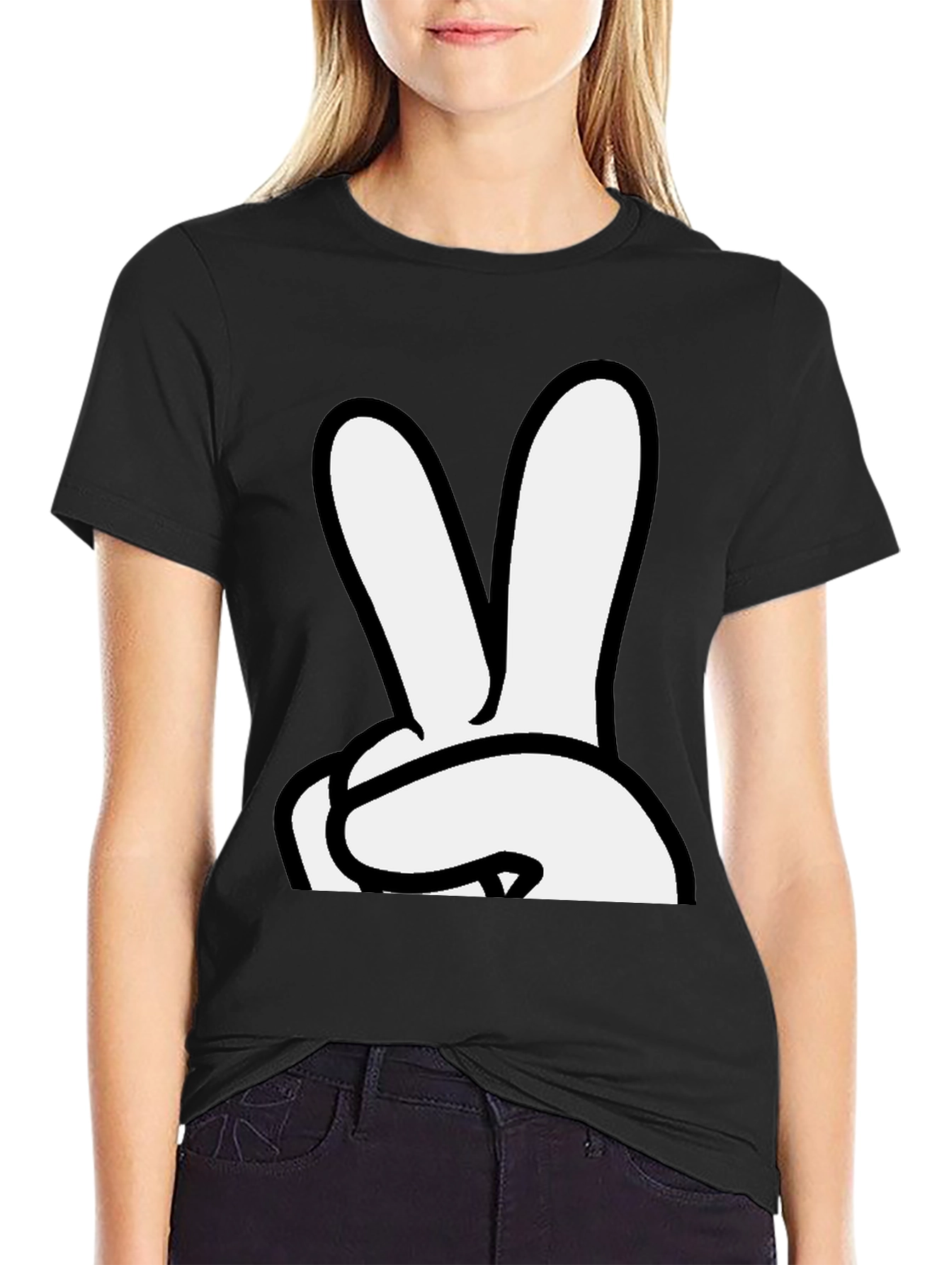 Peace Sign Hand Graphic T-Shirt