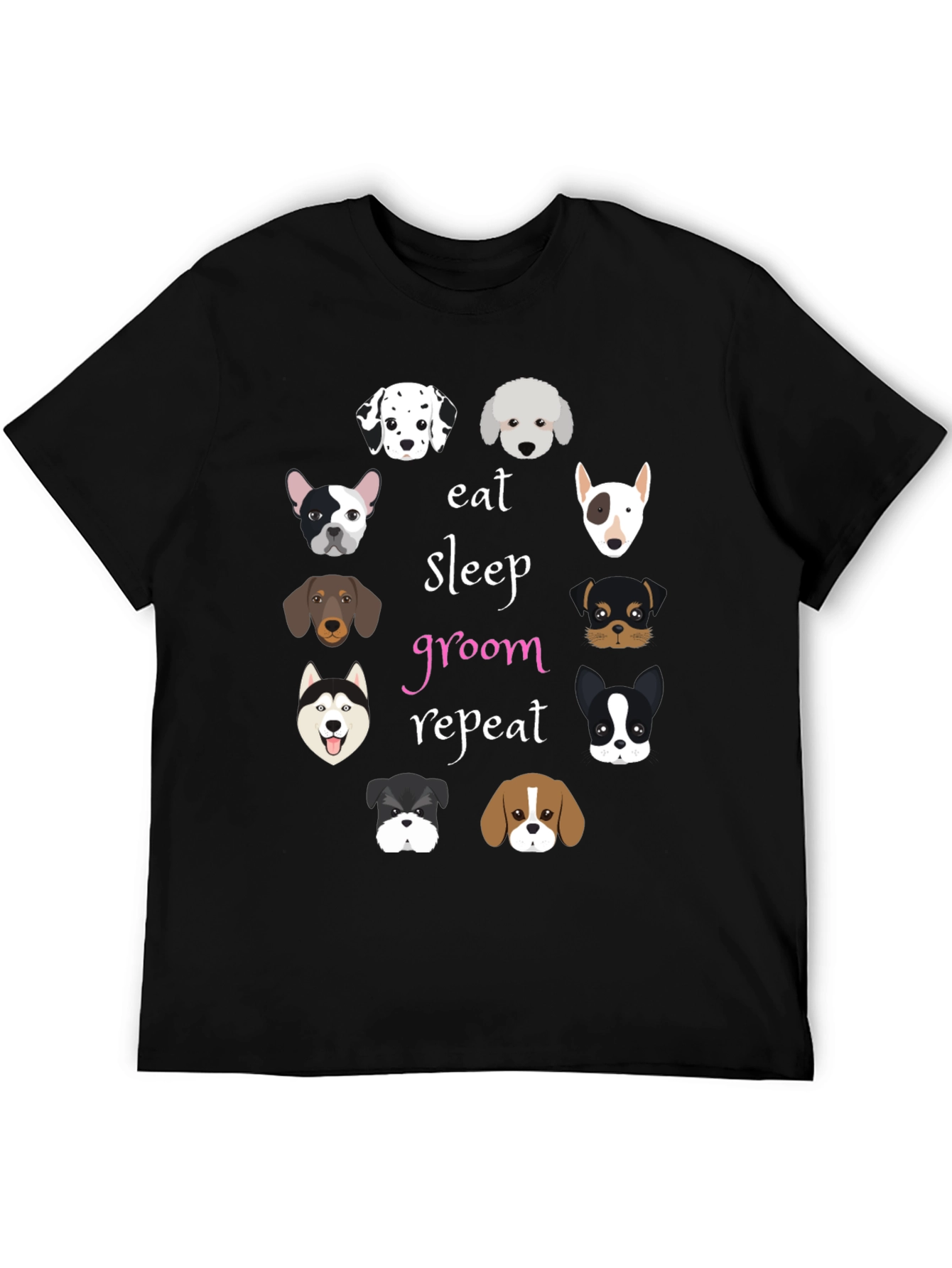 Eat Sleep Groom Repeat Dog T-Shirt
