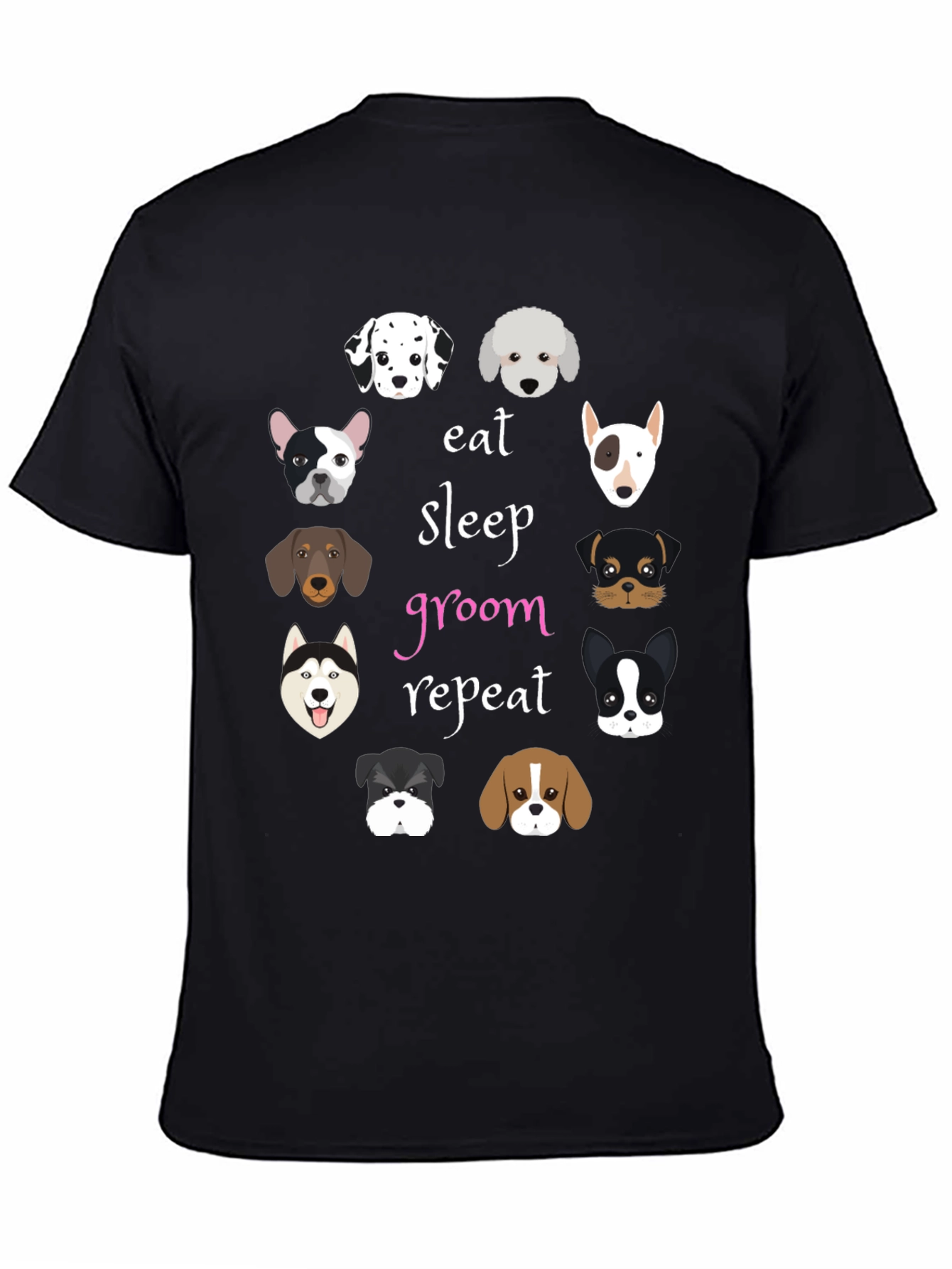 Eat Sleep Groom Repeat Dog T-Shirt