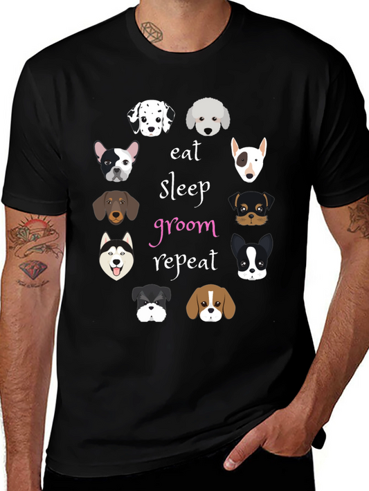 Eat Sleep Groom Repeat Dog T-Shirt