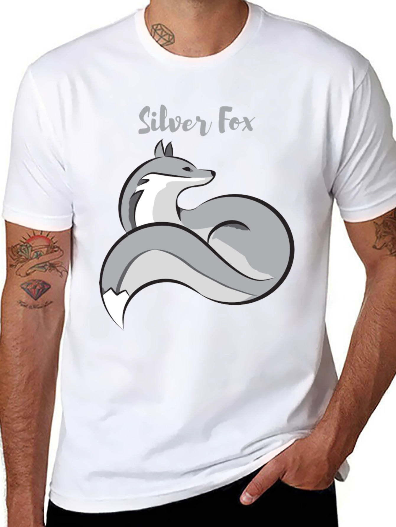 Silver Fox Graphic T-Shirt - Stylish Mens Tee