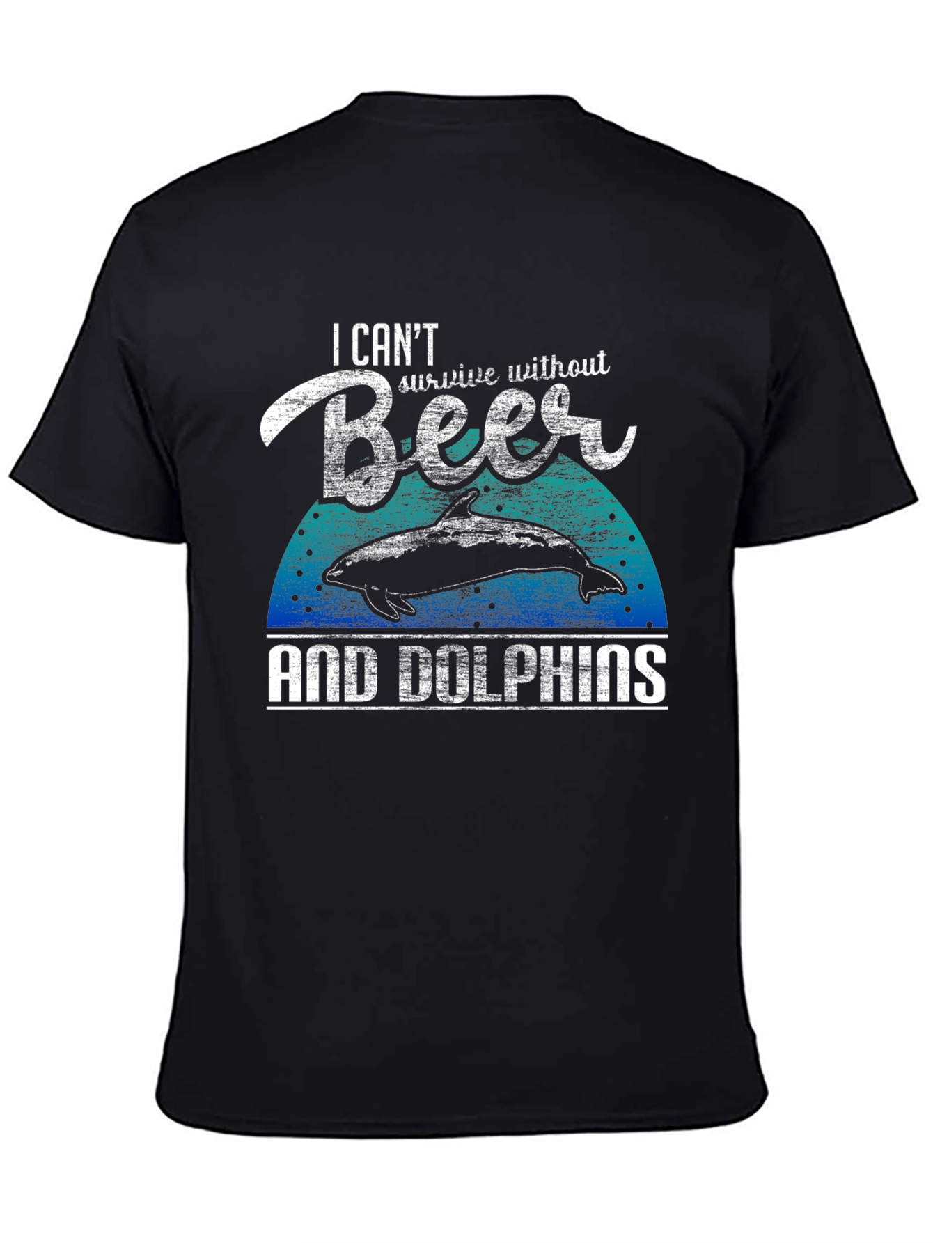 Beer & Dolphins Graphic Tee - Mens Black T-Shirt