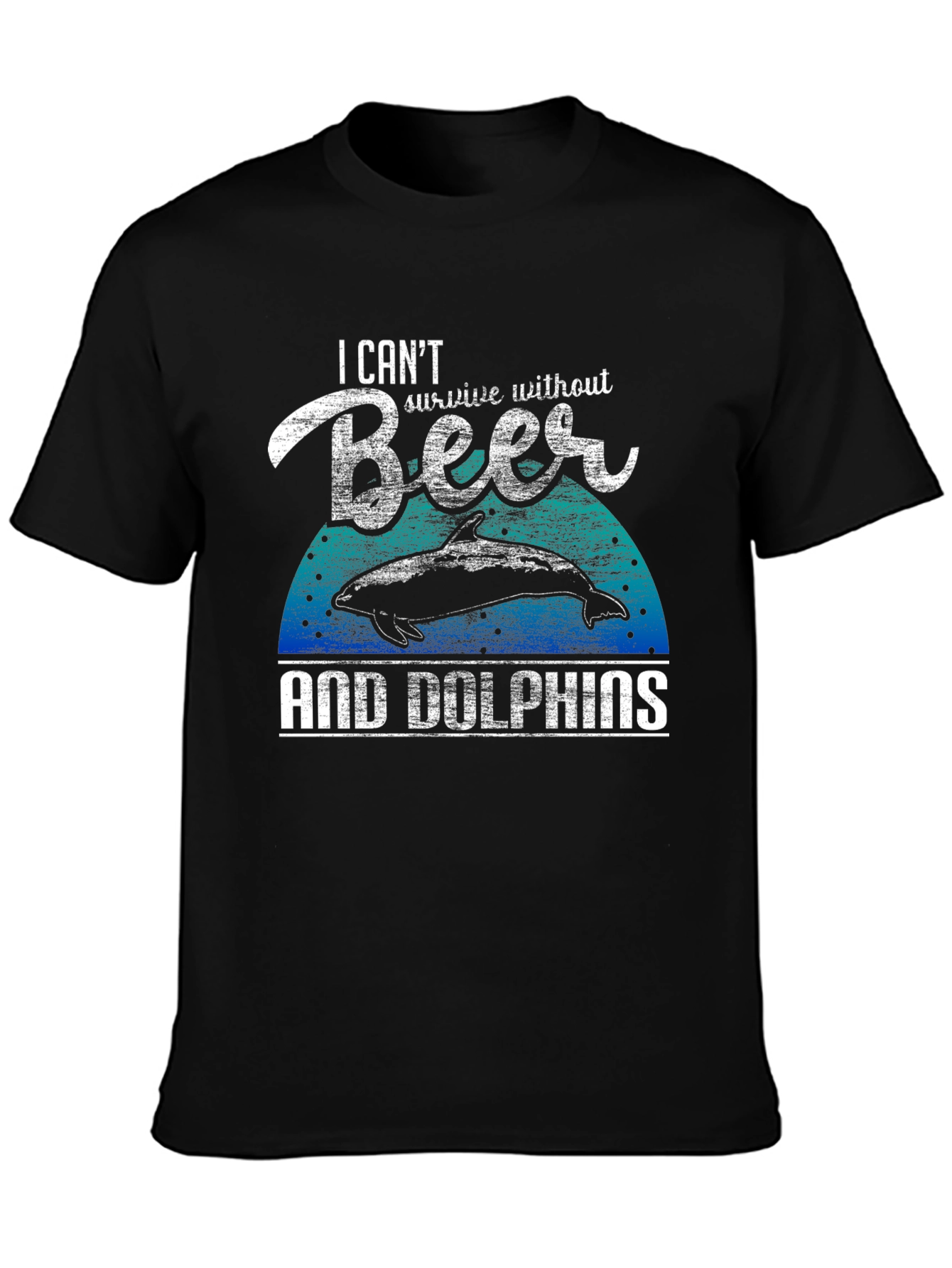 Beer & Dolphins Graphic Tee - Mens Black T-Shirt