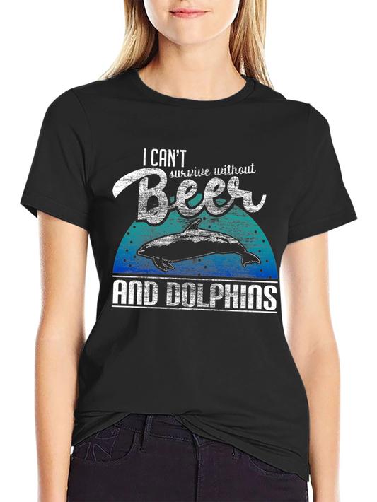 Beer & Dolphins Graphic Tee - Mens Black T-Shirt