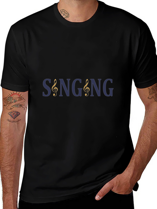 Singing Music Clef Graphic Tee - Black T-Shirt